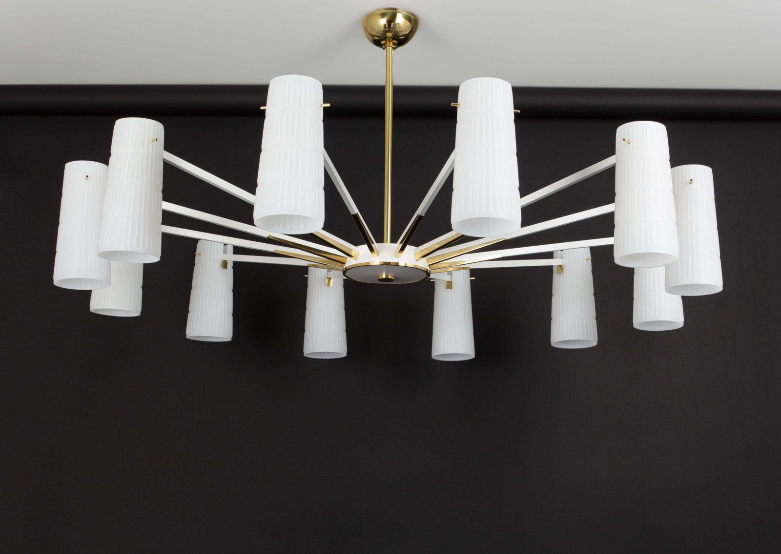 photo vinterior Extra Large Glass Sunburst Chandelier, Stilnovo Style, 1950s