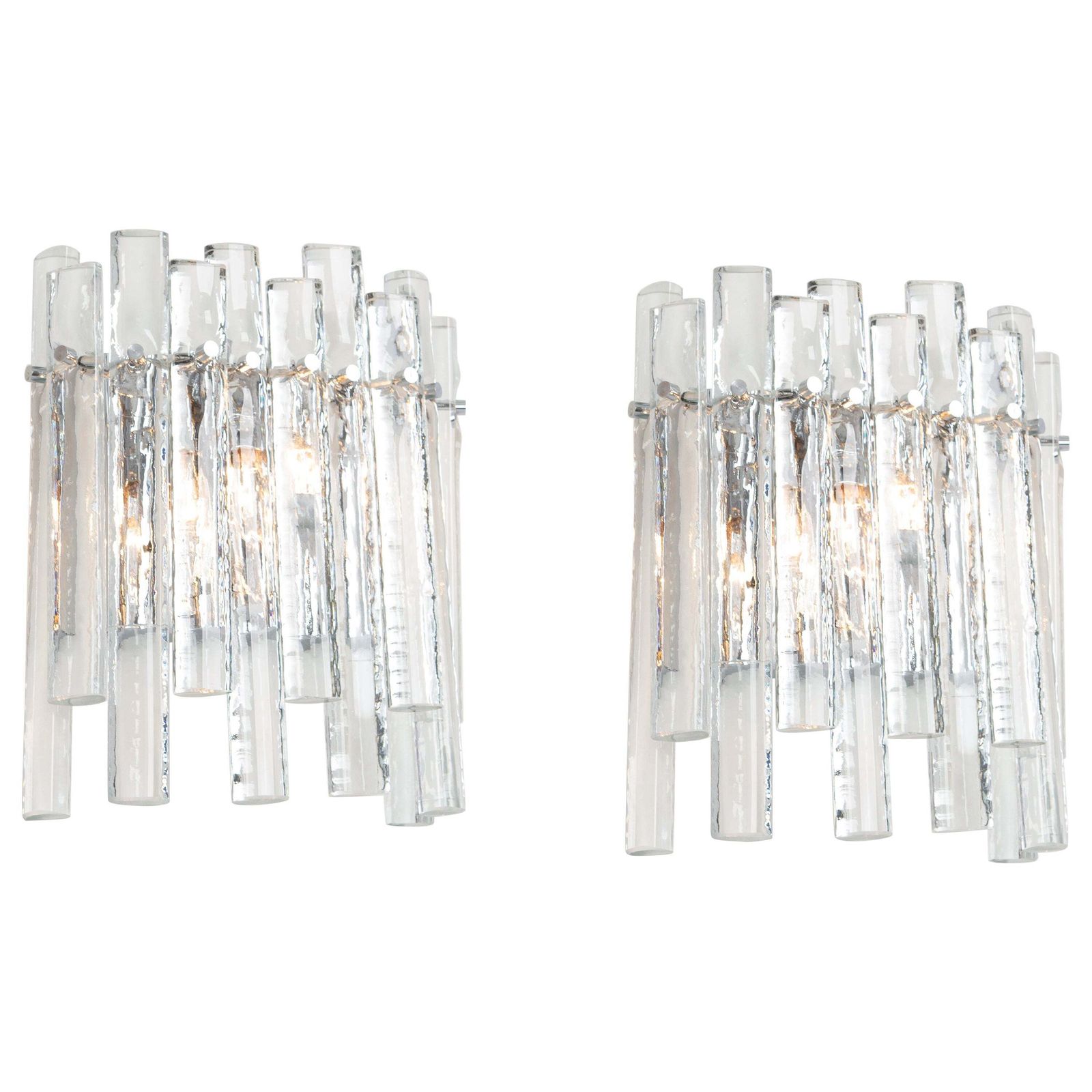 Pair Of Stunning Crystal Rod Sconces By Kinkeldey, Germany, 1970s