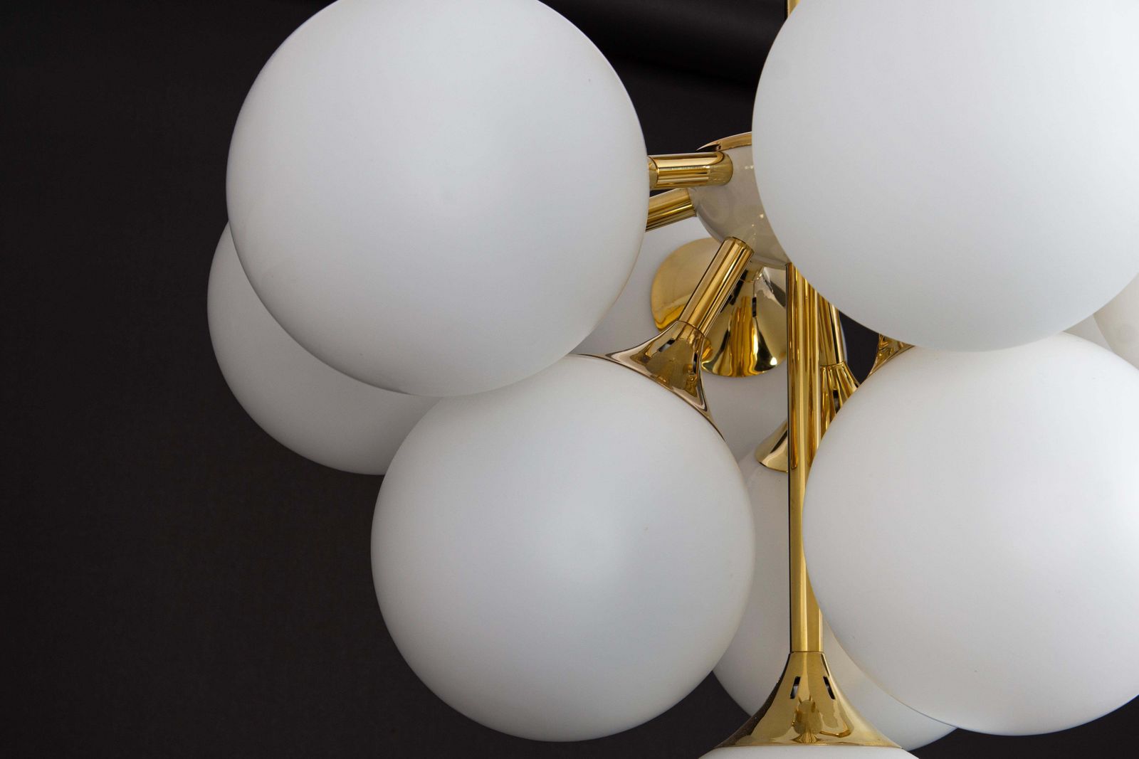 photo for sale 1 Of 2 Large Stunning Kaiser Sputnik Opal Glass Chandelier, Germany, 1970s