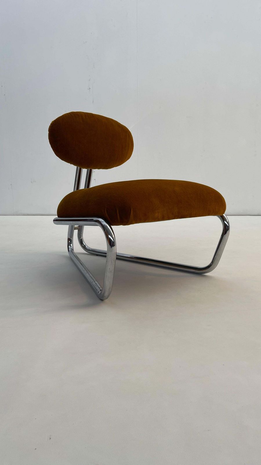 Furniture Little Tubular Lounge Chair In Rusty Orange Velvet photo