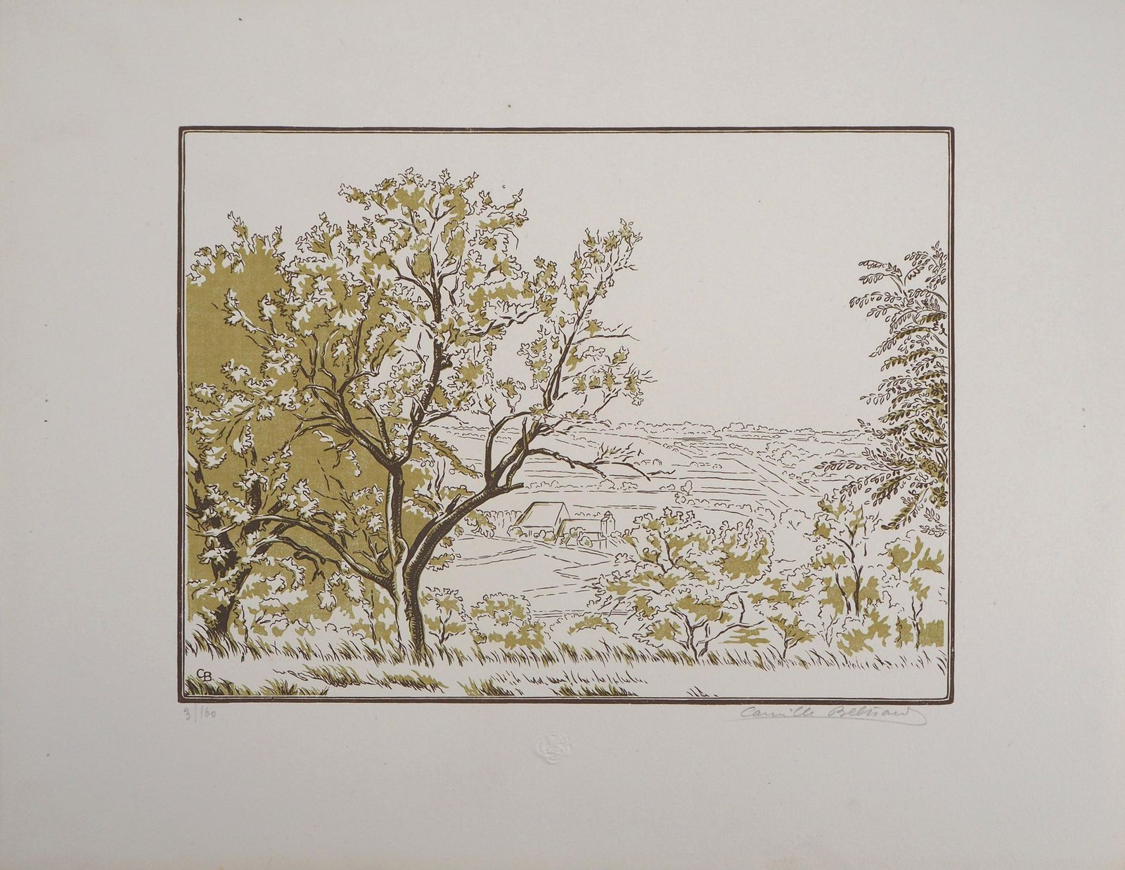 Camille Beltrandpeaceful Landscape In Normandy   Original Wooodcut, Handsigned & Numbered1924 photo furniture