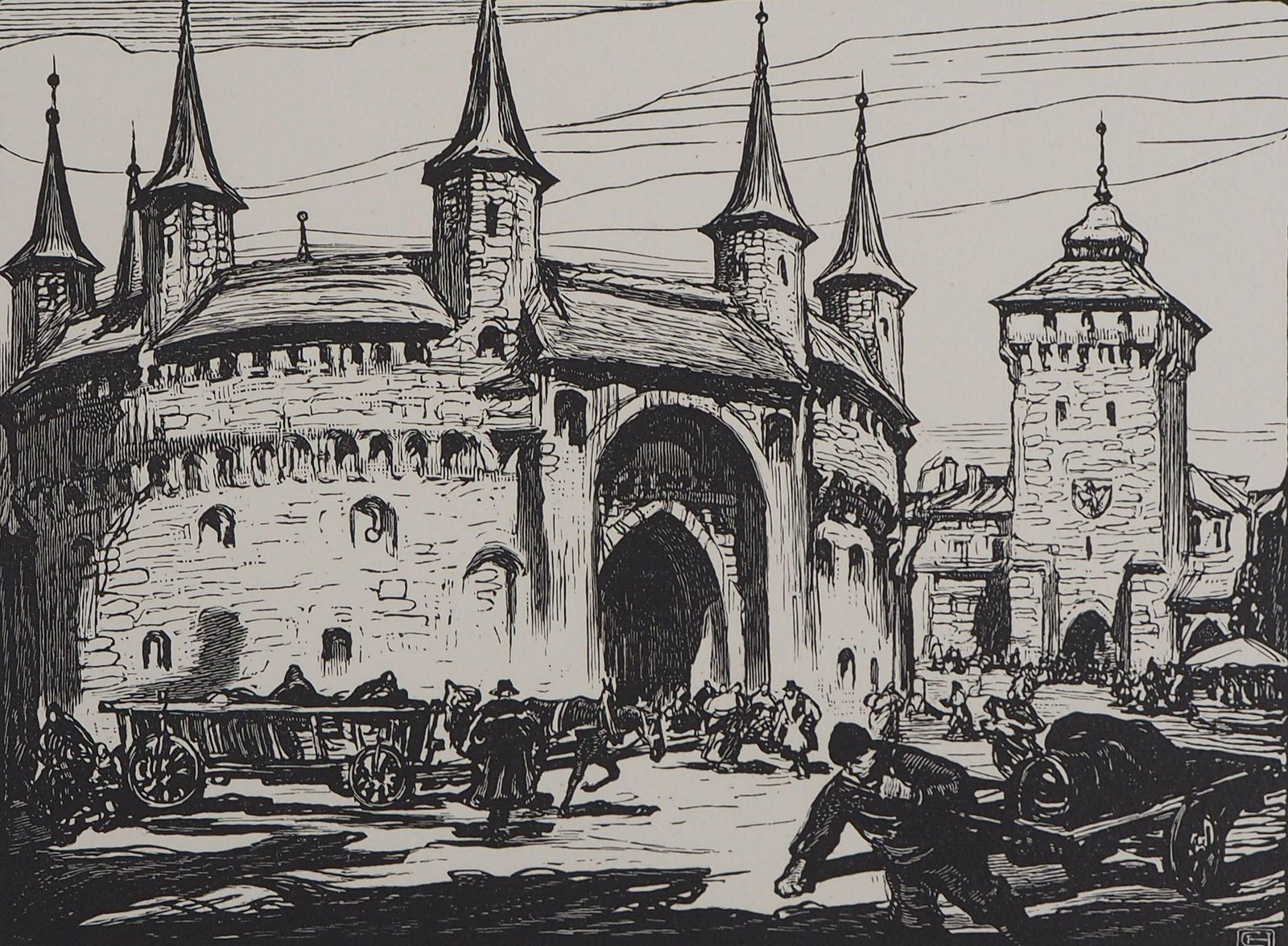 Henry Chefferpoland, Krakow Castle   Original Wooodcut, Handsigned & Numbered1924 photo furniture