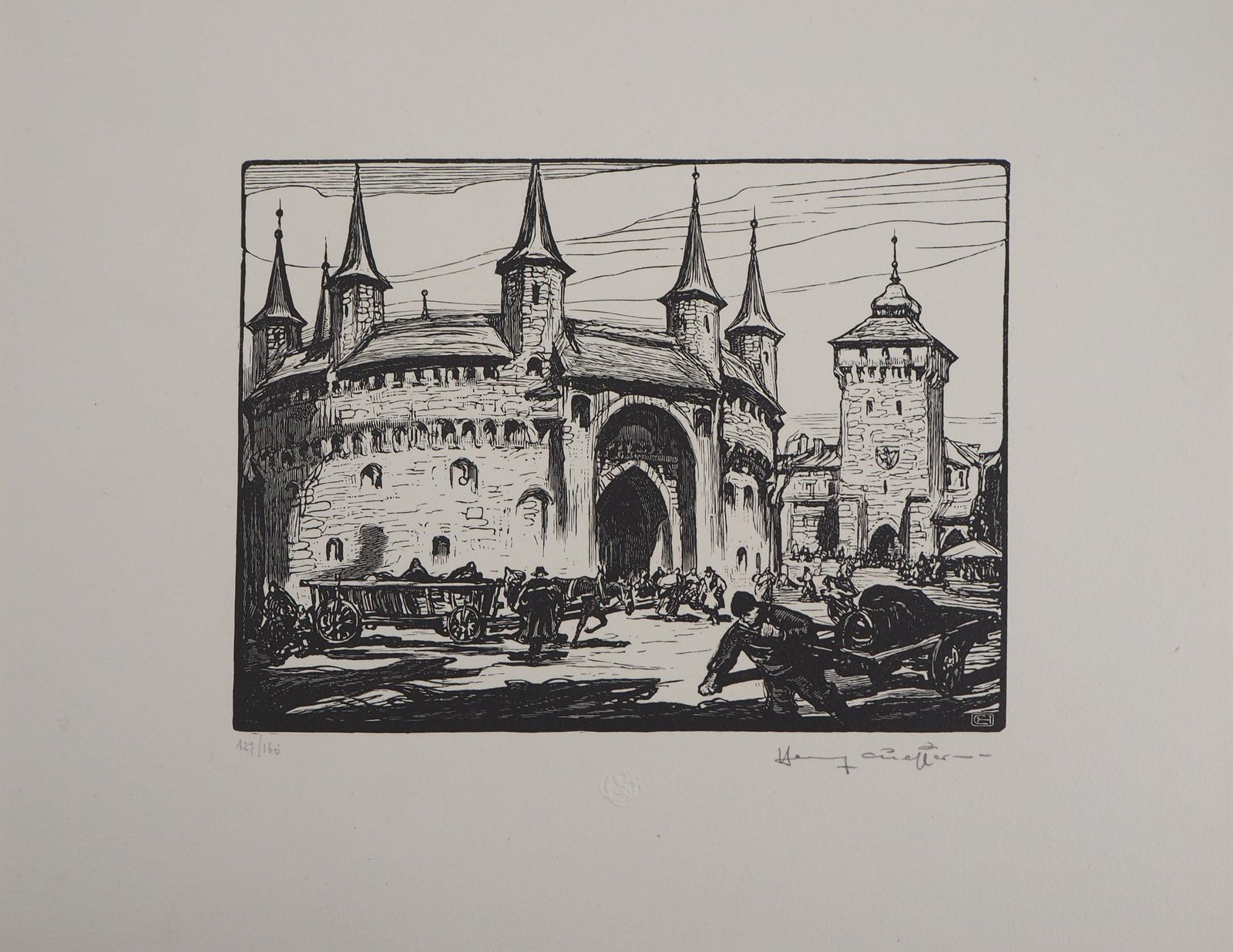 Henry Chefferpoland, Krakow Castle   Original Wooodcut, Handsigned & Numbered1924 photo buy