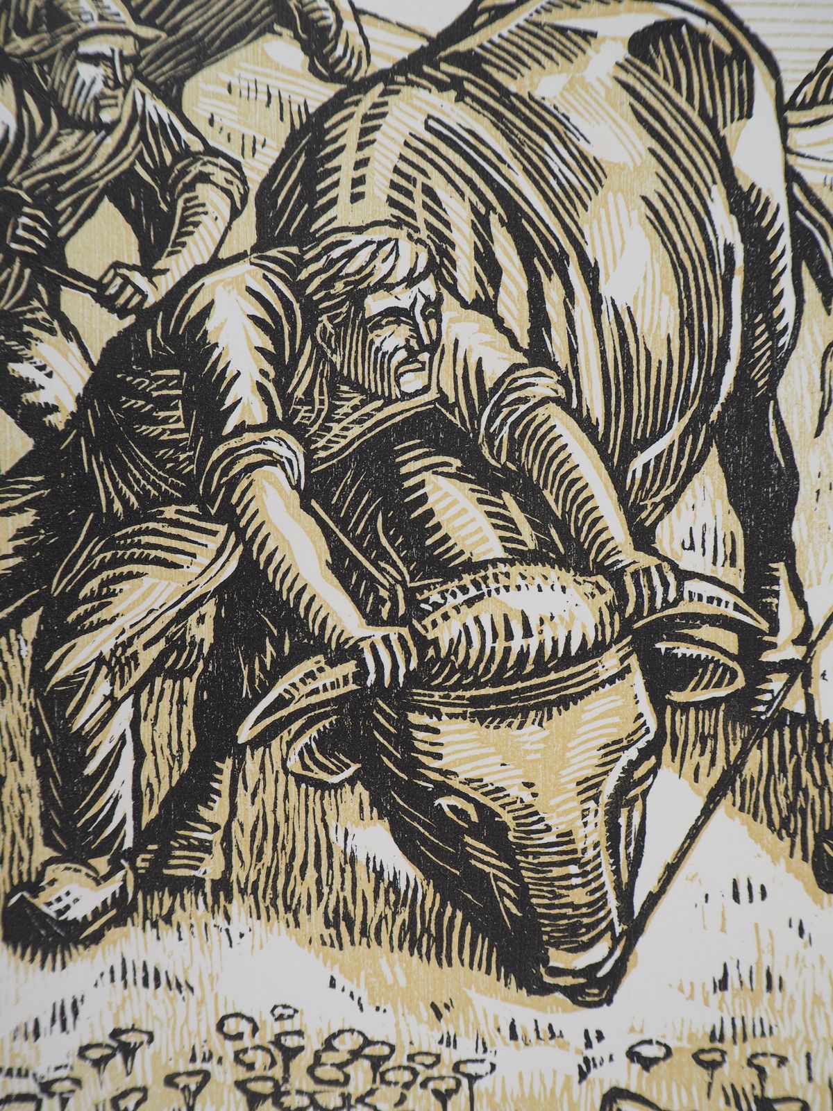 Honoré Broutellethe Untamed Bull   Original Woodcut, Handsigned1922 photo Art