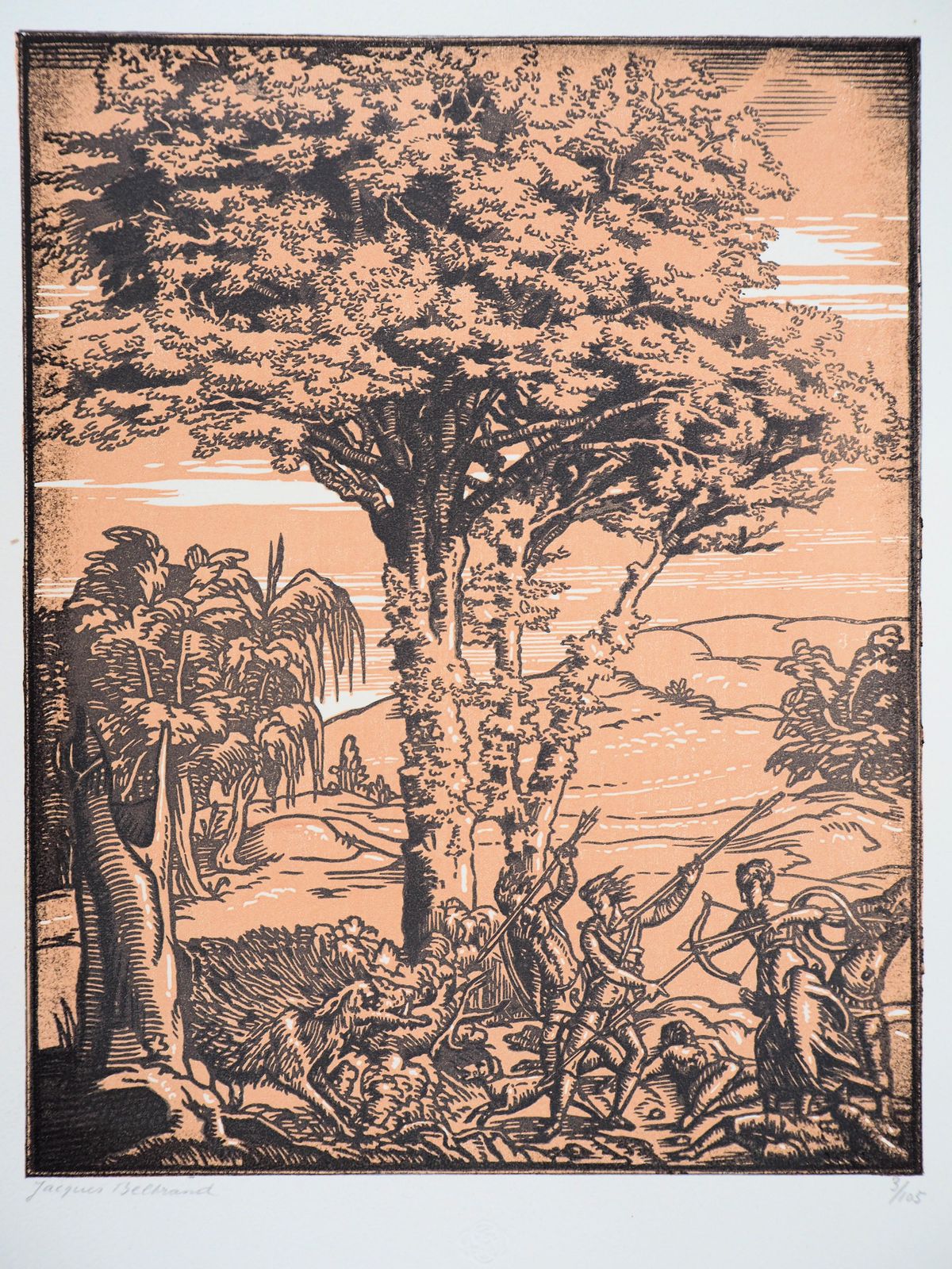Camille Beltrandmythological Hunting   Original Wooodcut, Handsigned & Numbered1920 photo furniture