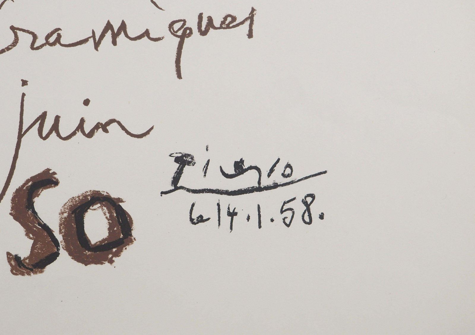 Pablo Picassosmilling Face, Madoura Ceramics   Original Lithograph (Cwiklitzer #31)1958 photo furniture