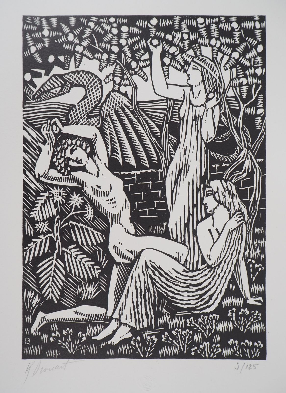 Raphaël Drouartmythology : The Hesperides Nymphs   Original Wooodcut, Handsigned1921