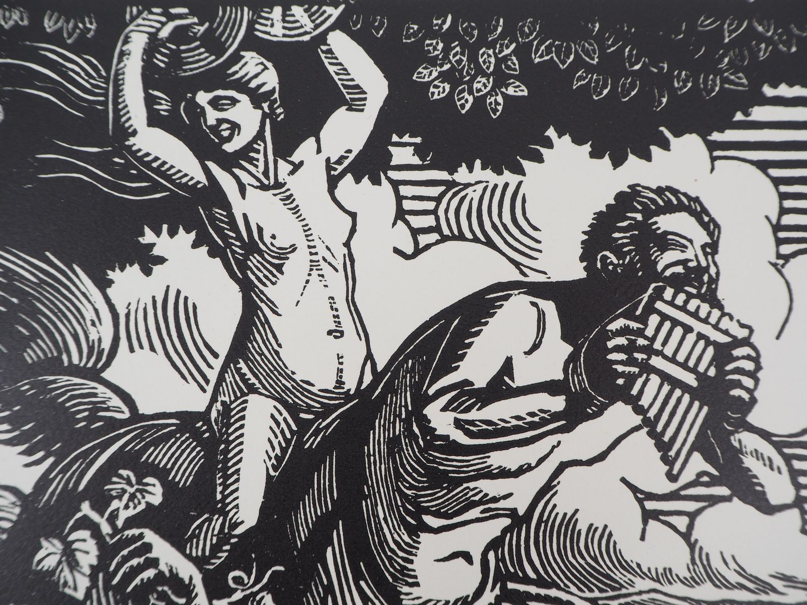 Honoré Broutellemythology : Grape Harvest With Faun And Centaur   Original Wooodcut, Handsigned1921 photo for sale