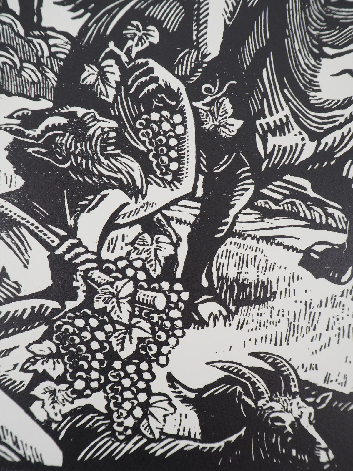 Honoré Broutellemythology : Grape Harvest With Faun And Centaur   Original Wooodcut, Handsigned1921 photo Art