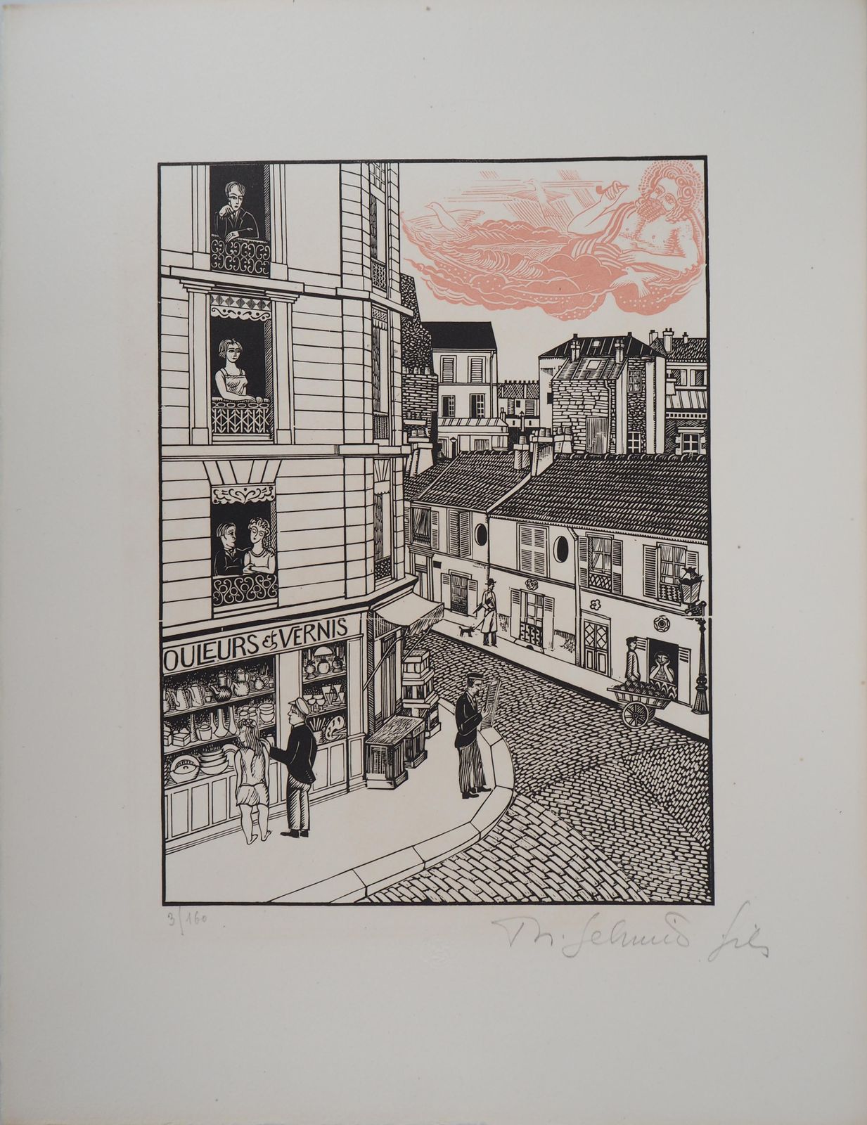 Theo Schmiedparis : Art Inspiration On The City   Original Wooodcut, Handsigned1927 photo for sale