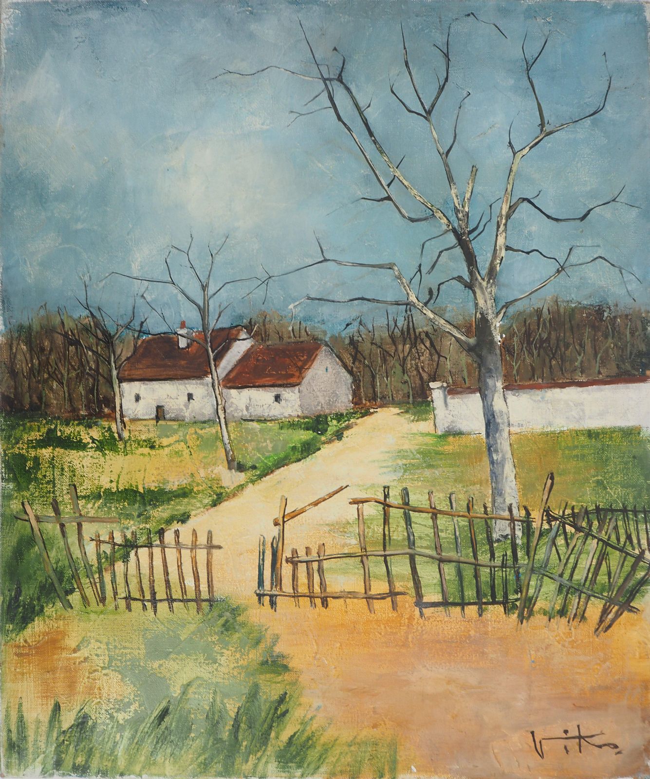 Victor Vikocountryside : The Old House   Original Oil On Canvas, Handsigned photo furniture