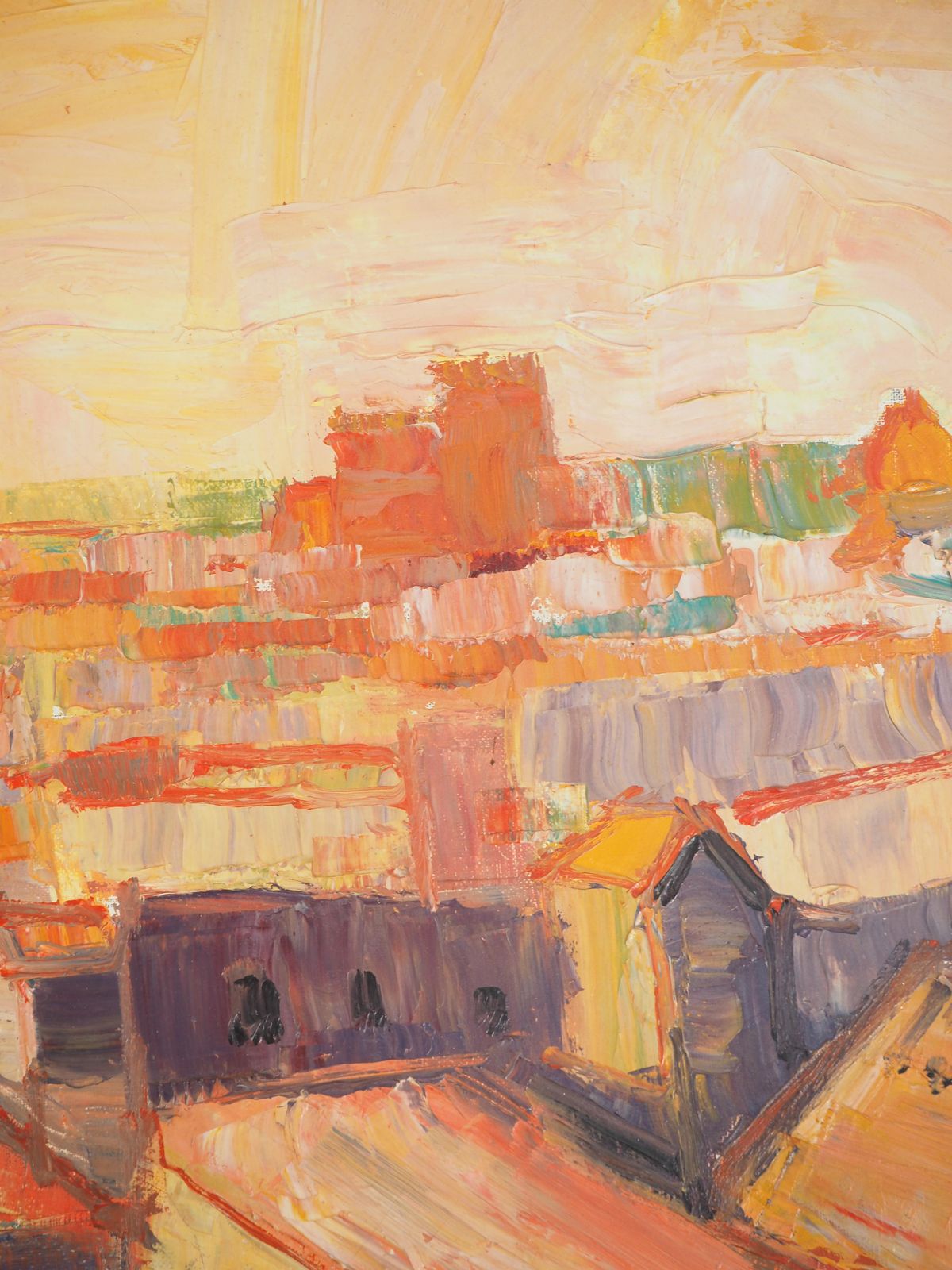 Pierre Yves Lelargeitaly : View On Rome At The Sunset   Original Oil On Canvas, Handsigned1968 photo vintage