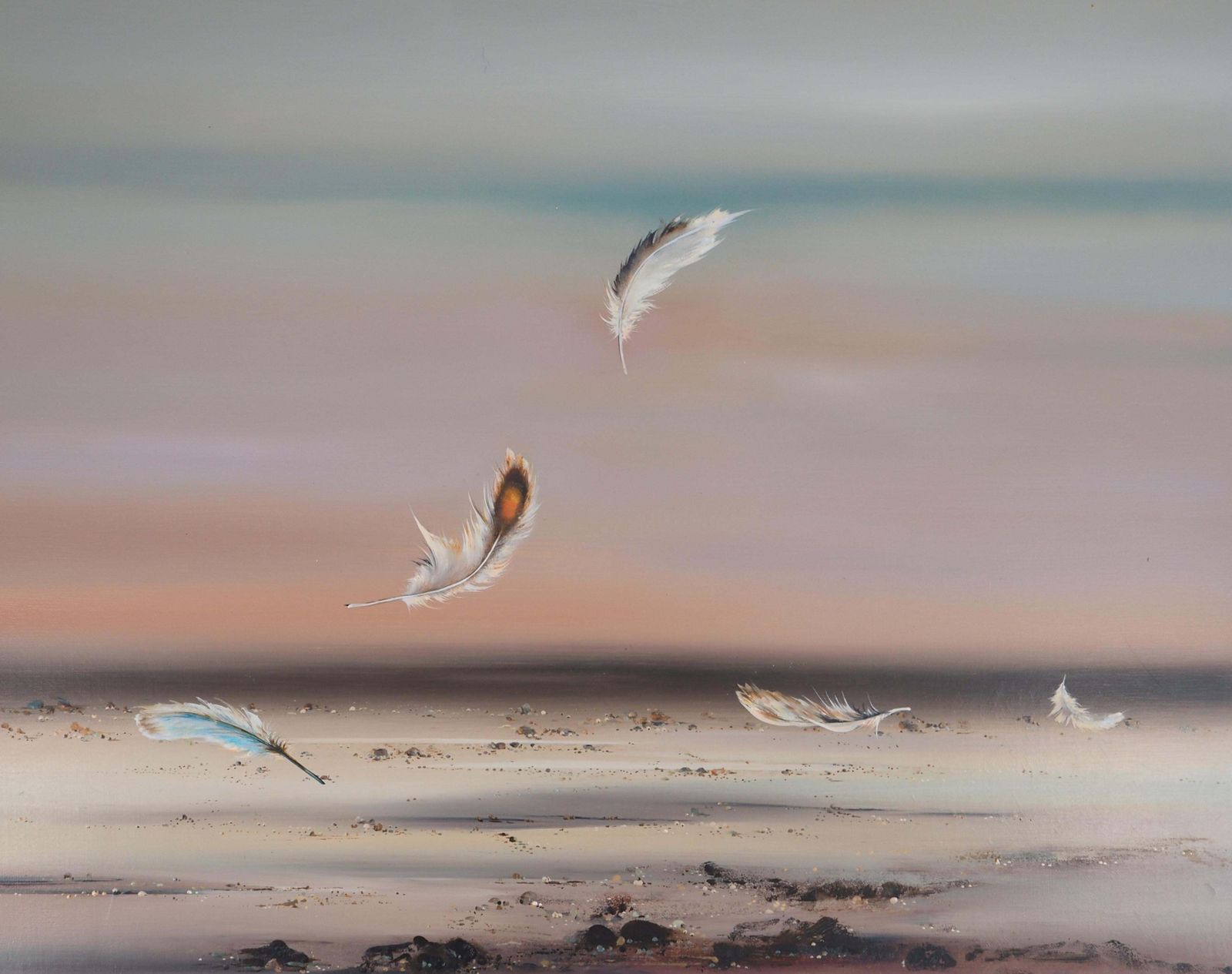 Bernard Louedinseascape : As Light As A Feather   Original Oil On Canvas, Handsigned1978 photo for sale