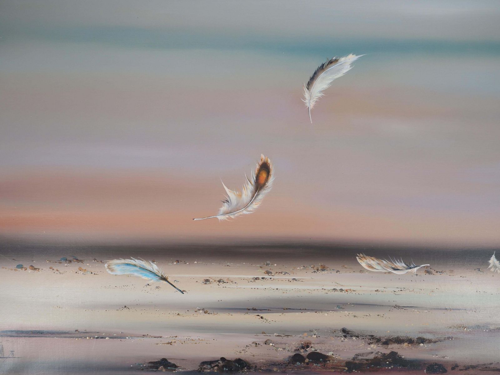 Bernard Louedinseascape : As Light As A Feather   Original Oil On Canvas, Handsigned1978 photo buy