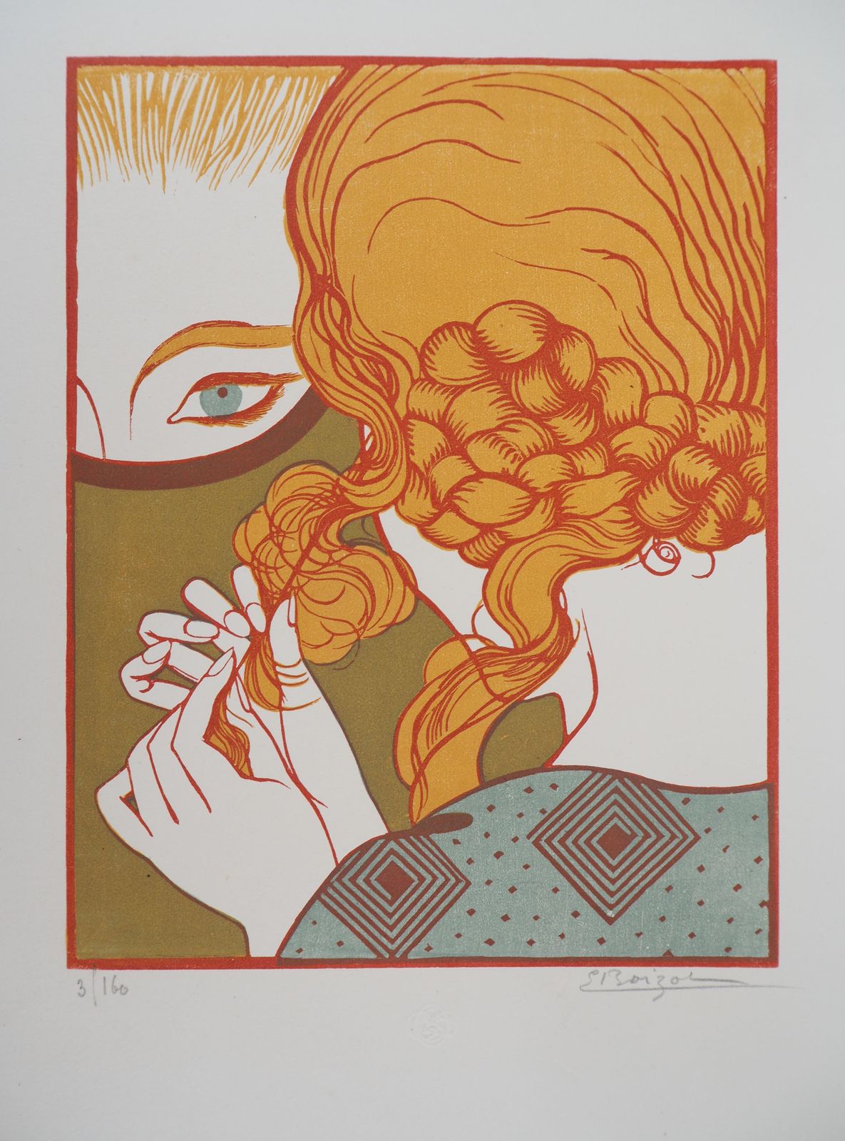 Emile Boizotart Deco : The Mirror   Original Wooodcut, Handsigned And Numbered1927