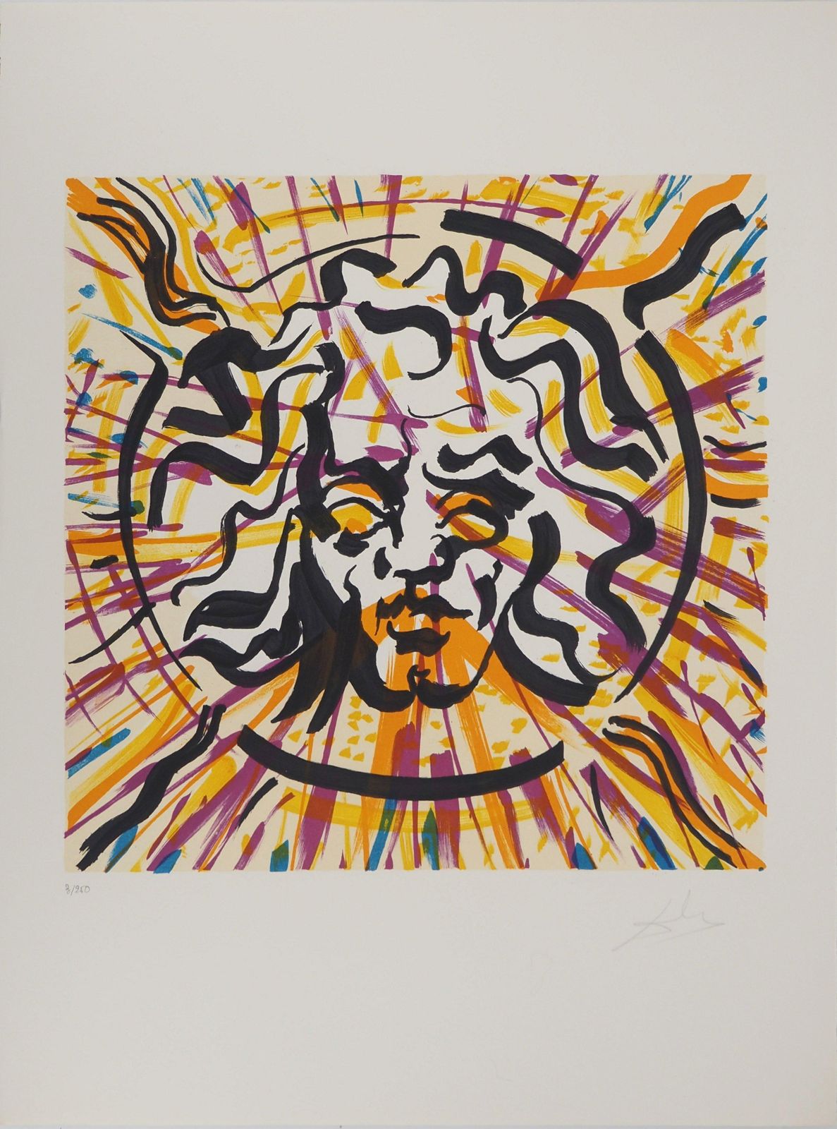 Salvador Dalí­The Vitraux : The Sun   Original Lithograph Handsigned (Field #74 5p)1973