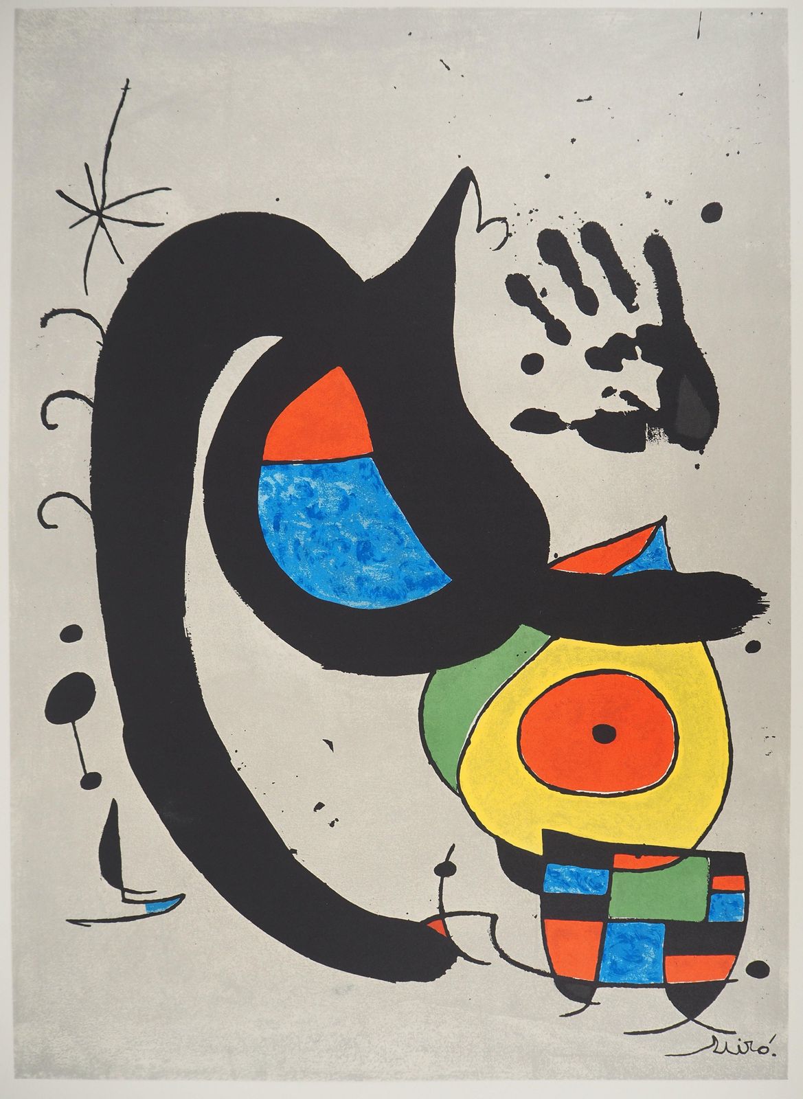 Joan Mirócat, Small Bird And Black Hand   Original Lithograph1970 photo for sale