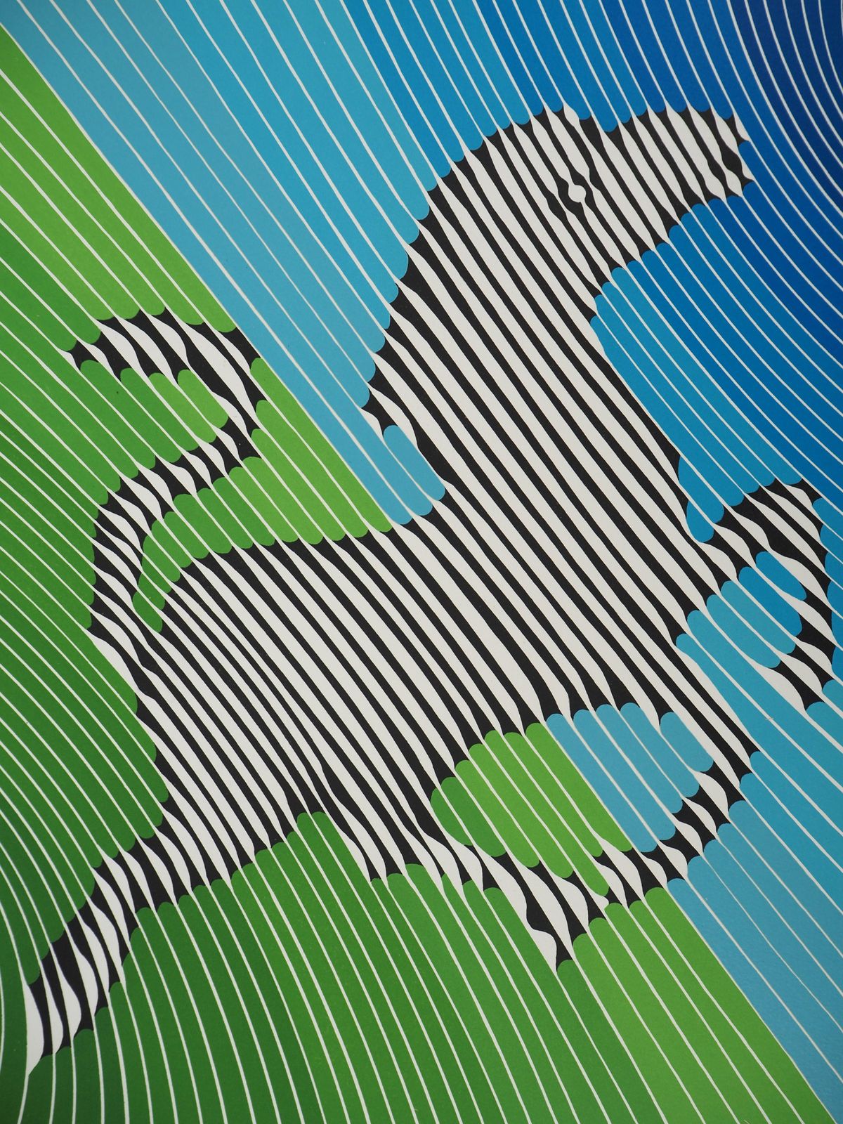 Victor Vasarelyjumping Zebra (Op Art)   Original Lithograph, Handsigned (Benavides #985)1984 photo 1029.0