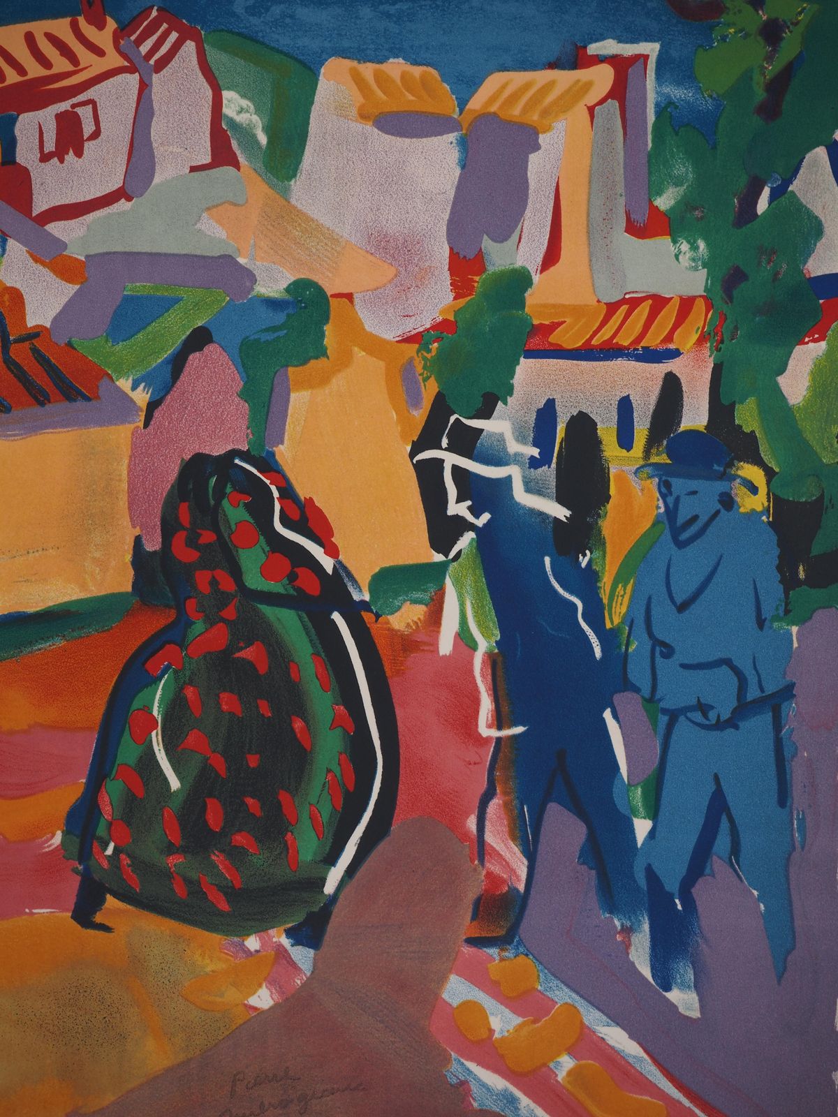 Pierre Ambrogianiprovence : Meeting In The Neighborhood   Original Lithograph photo for sale