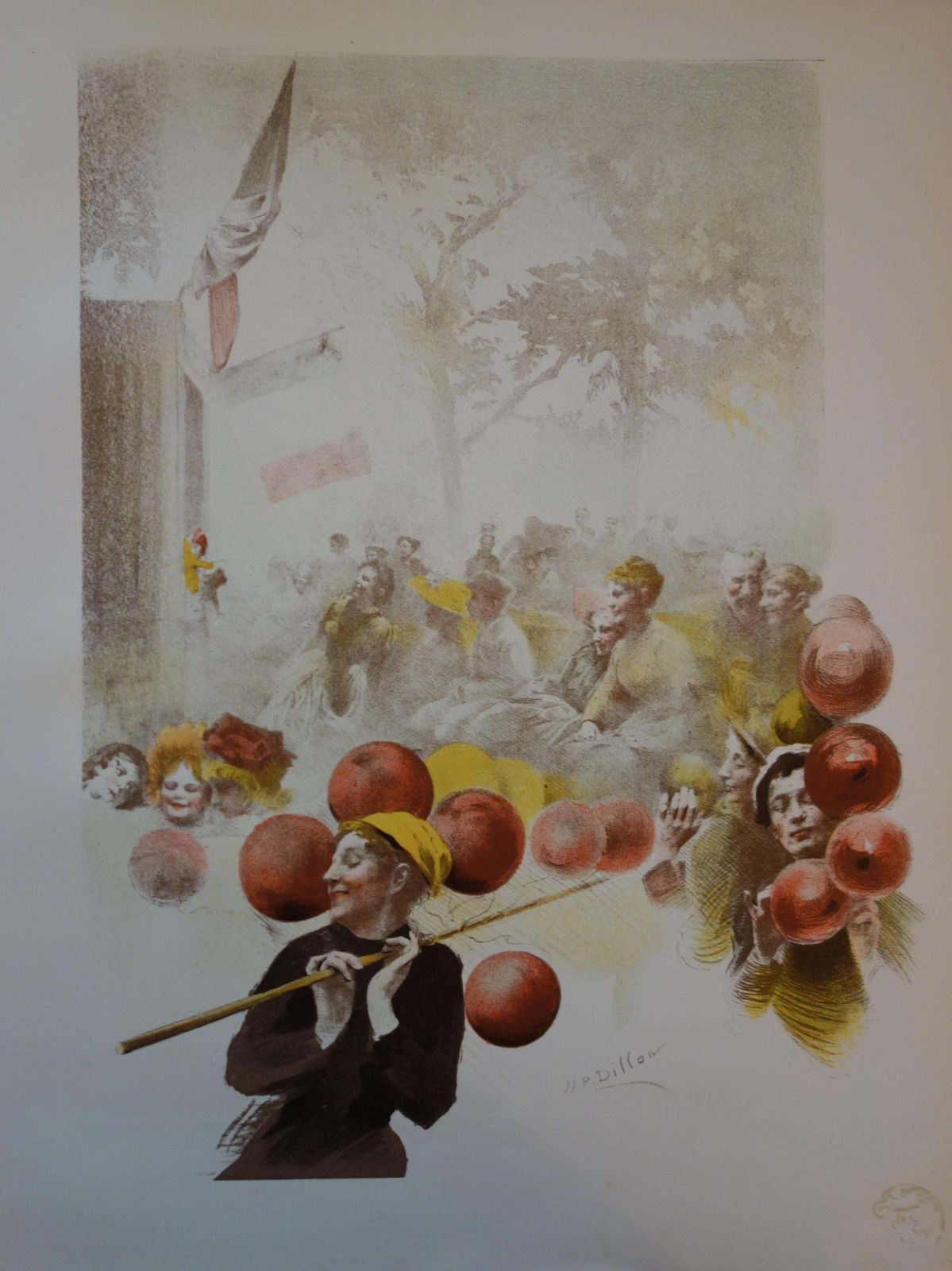 Henri Patrice Dilloncarnival : Happy Demonstration   Original Lithograph   18981897