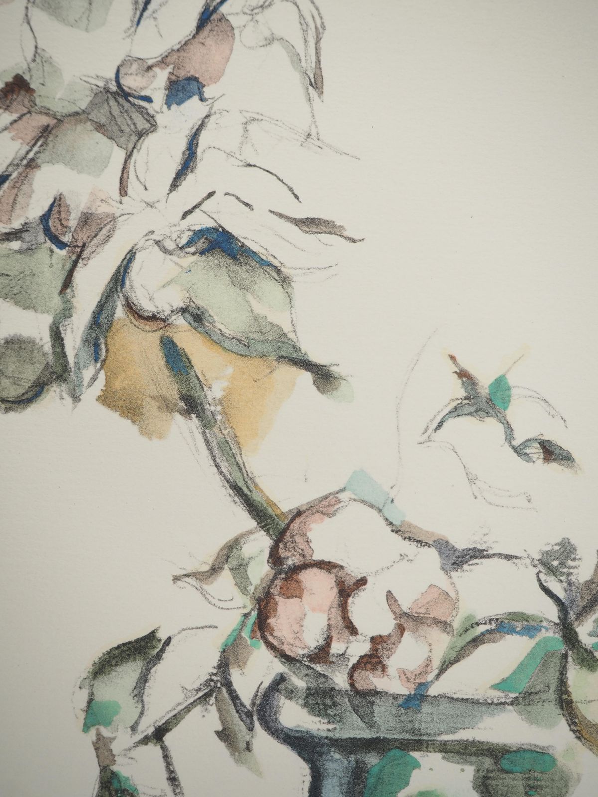 Still Life, Pale Roses In A Vase   Lithograph, 19711971 photo 429.0