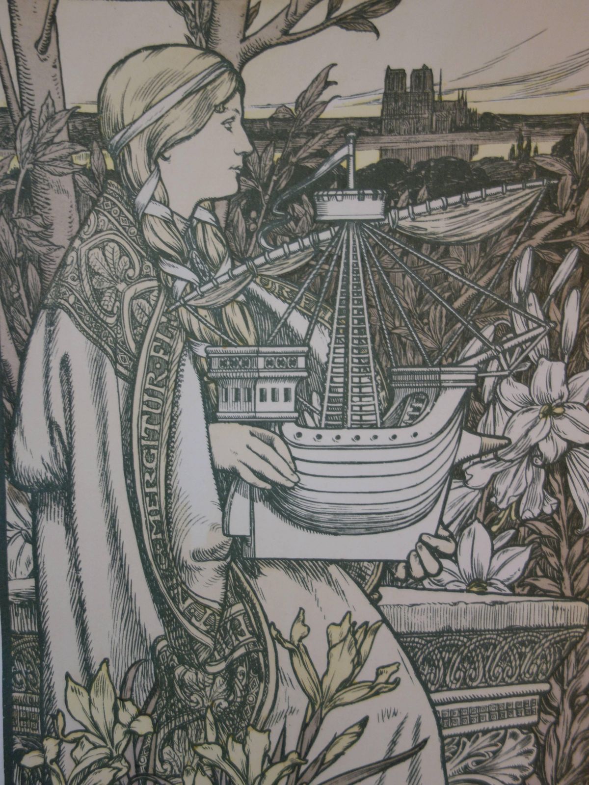 Adolphe Giraldonallegory Of Paris : Lutece   Original Lithograph   18981897 photo for sale