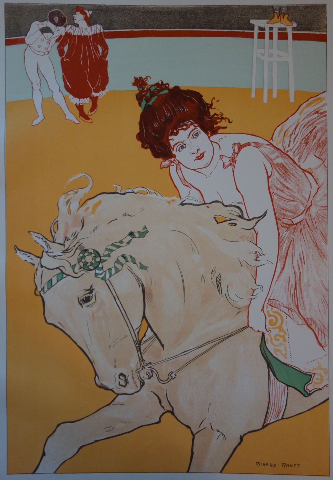 Richard Ranftart Nouveau : Circus : Horsewoman   Original Lithograph 18981897/98 photo vinterior