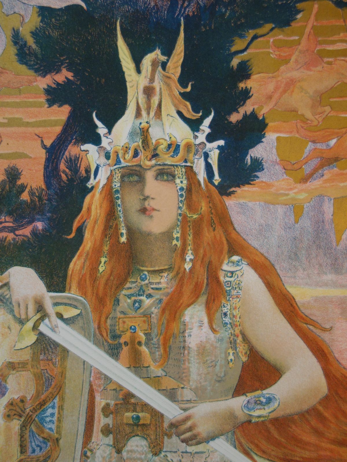 Gaston Bussierewagner : Nibelungen, The Valkyrie Brunhilde   Original Lithograph   18981898 photo Art
