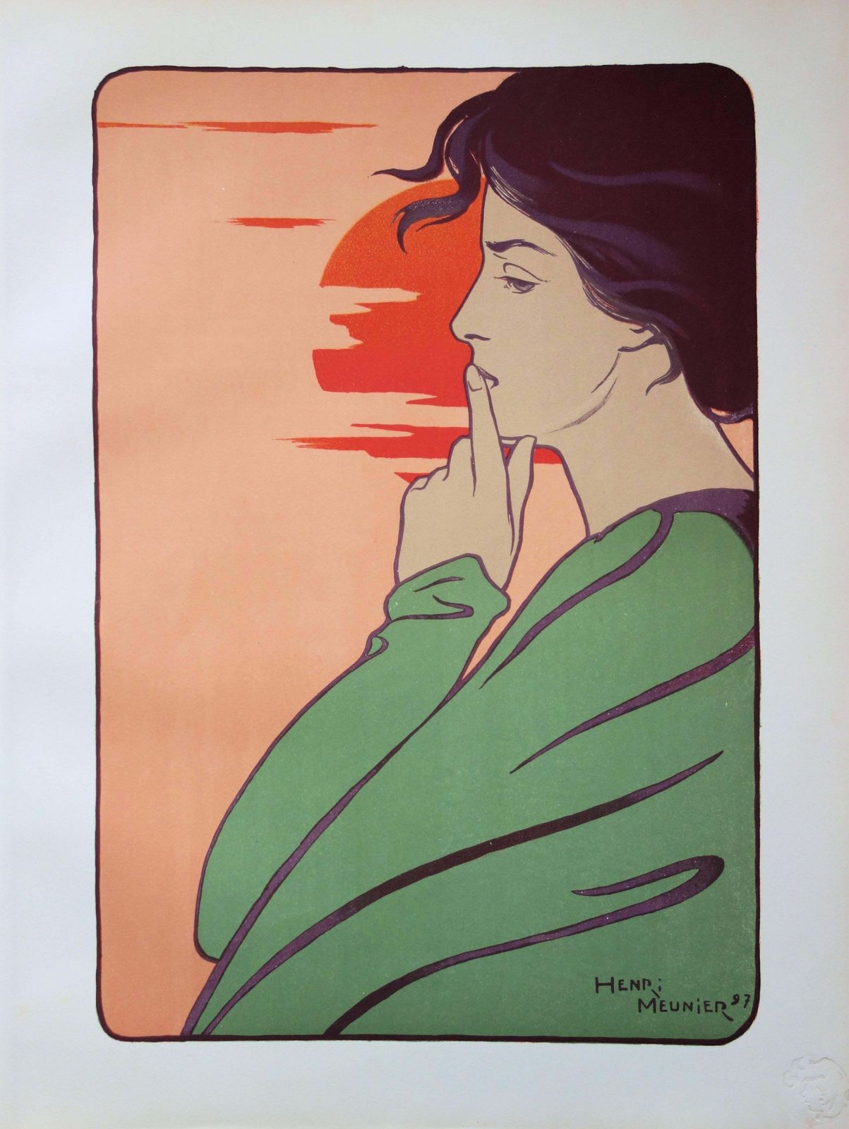 Henri Meuniermeditating Sunset : Silence Time   Original Lithograph, 18971897/98