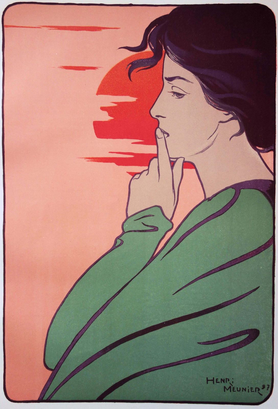 Henri Meuniermeditating Sunset : Silence Time   Original Lithograph, 18971897/98 photo for sale