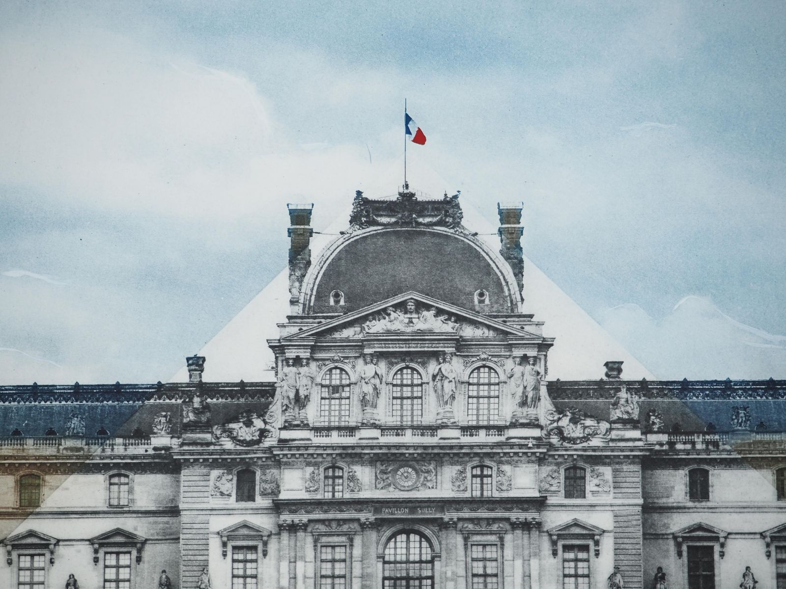 Jr (Aka Jean René)The Louvre Pyramid   Etching From Louvre Museum photo for sale