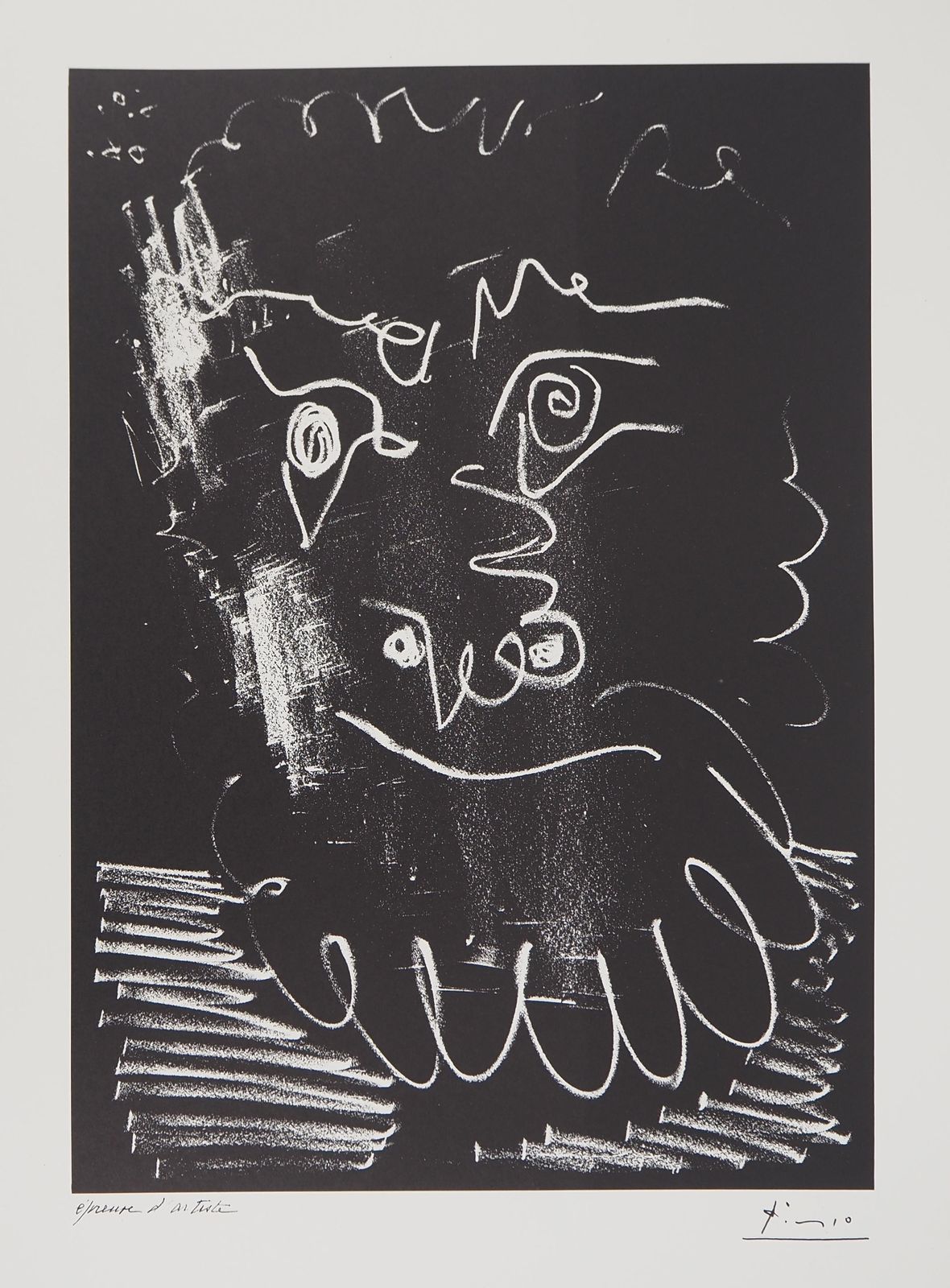 Pablo Picassoman With A Beard   Lithograph   Printed Signature1966 photo vintage