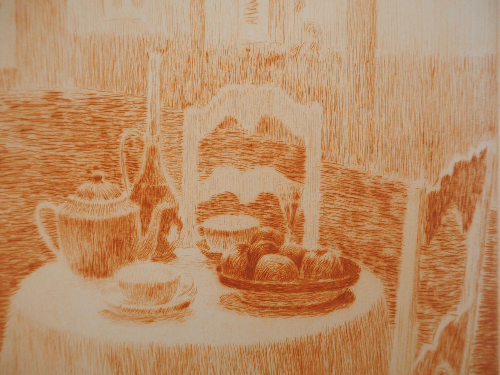 Henri Le Sidanerthe Pink Tablecloth   Original Etching1928 photo 250.0