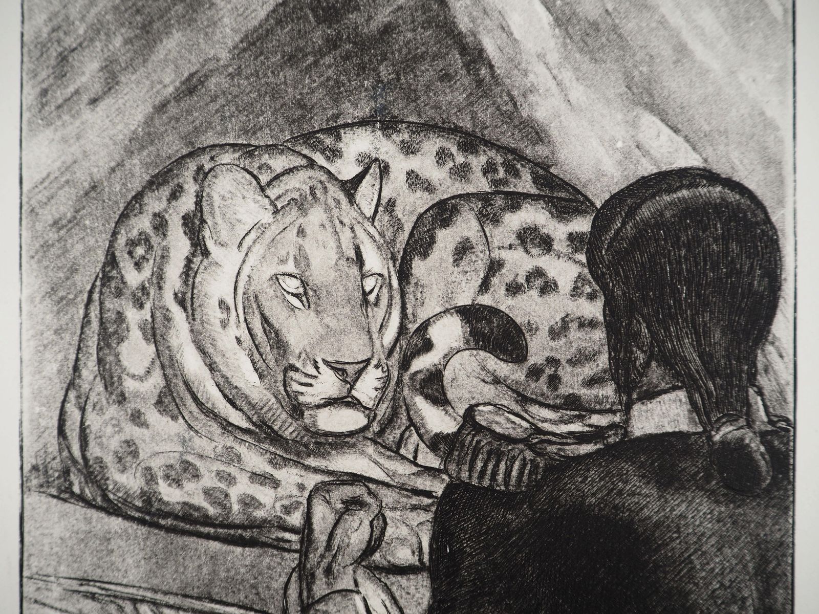 Paul Jouvesoldat Seeing The Panther   Original Etchingc. 1949 photo Art