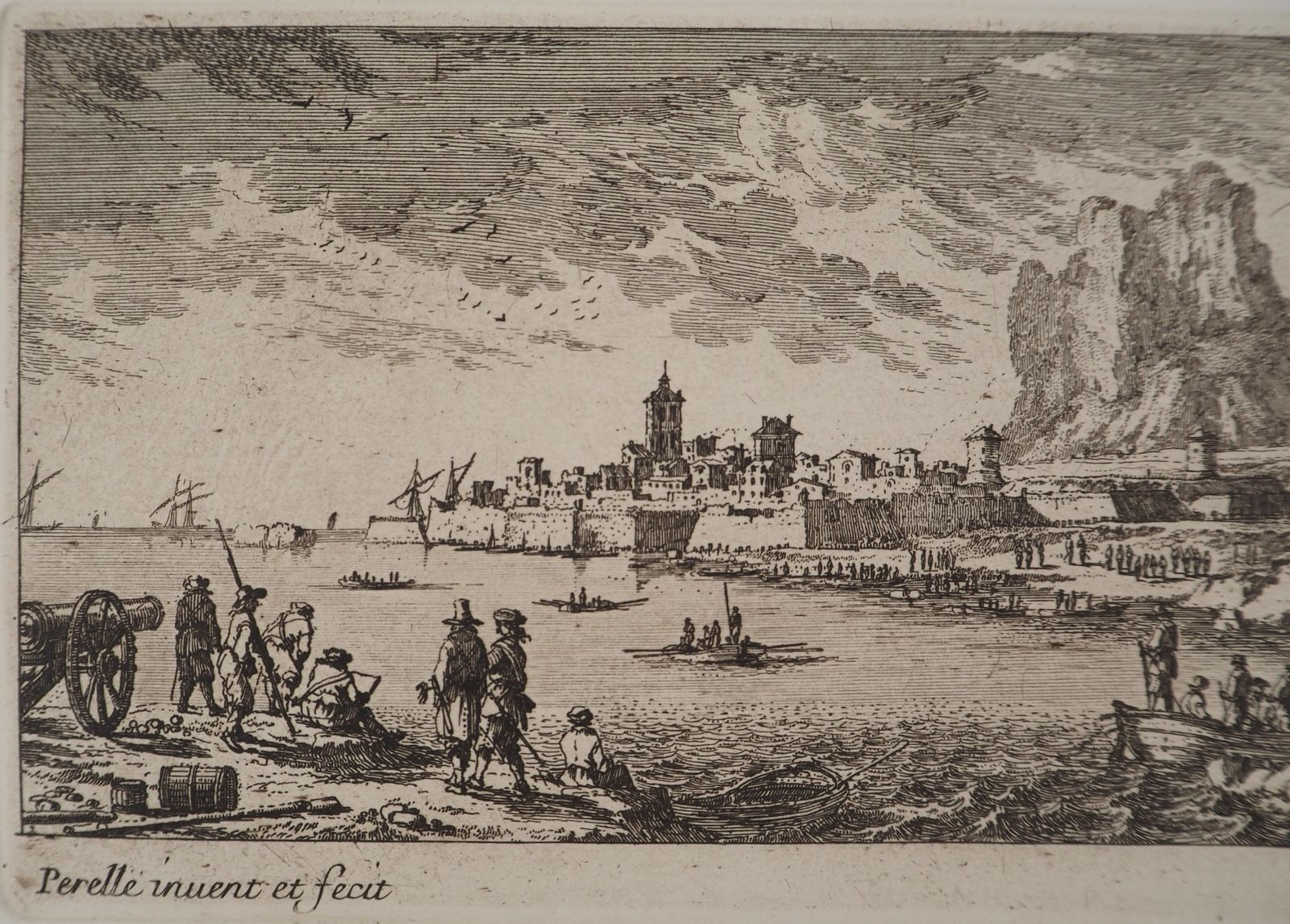 Gabriel Perellelandscape With Fishermen   Original Etching photo Art