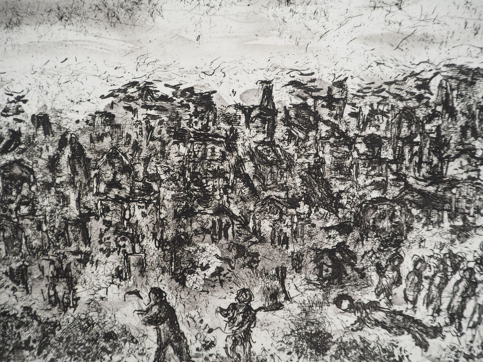 Marc Chagallon The Earth, Crowd And Planes   Original Etching (Cramer #103)1977 photo 772.0