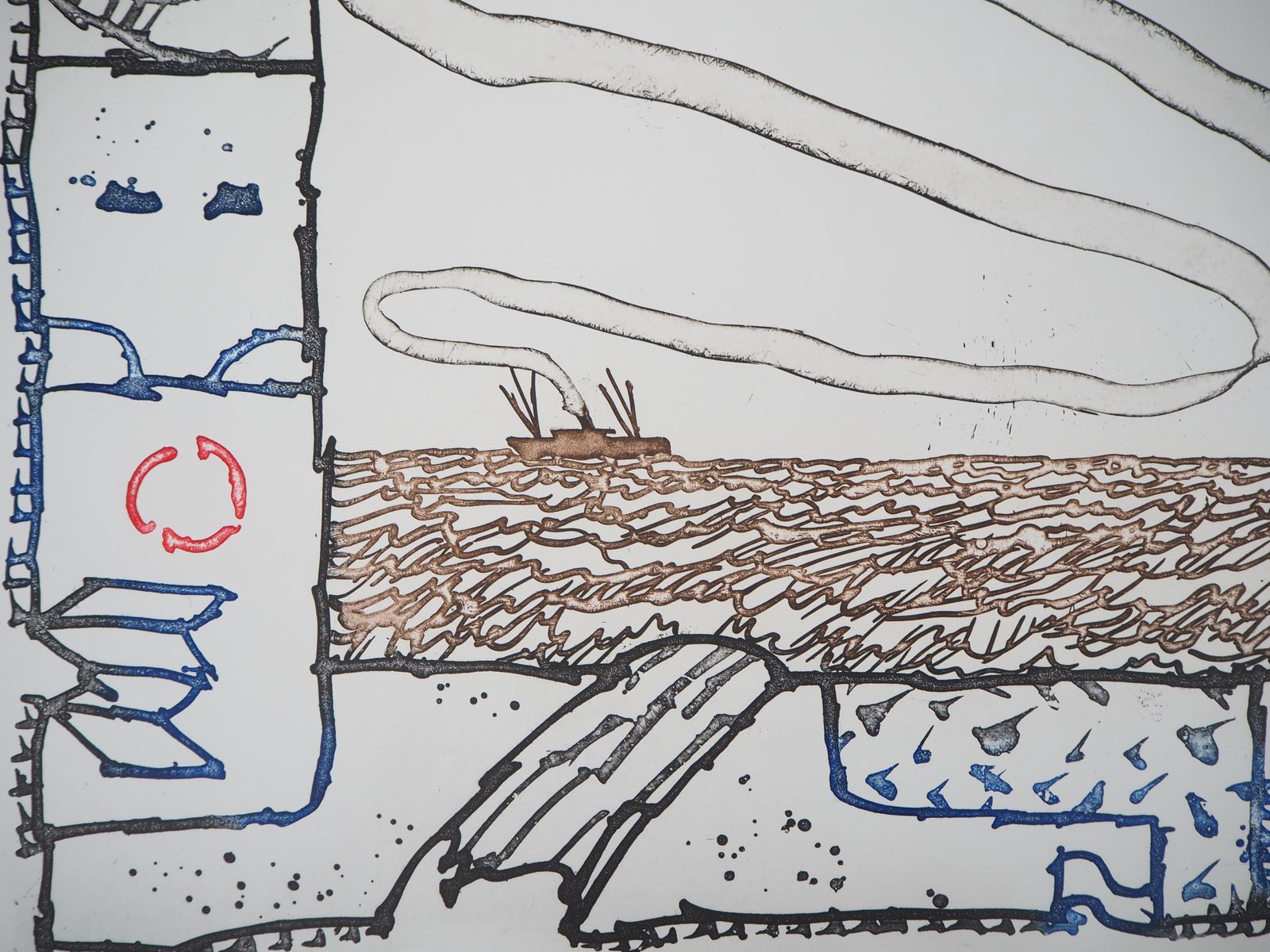 Pierre Alechinskytravel : Boat On The Sea   Original Etching With Aquatint1998 photo for sale