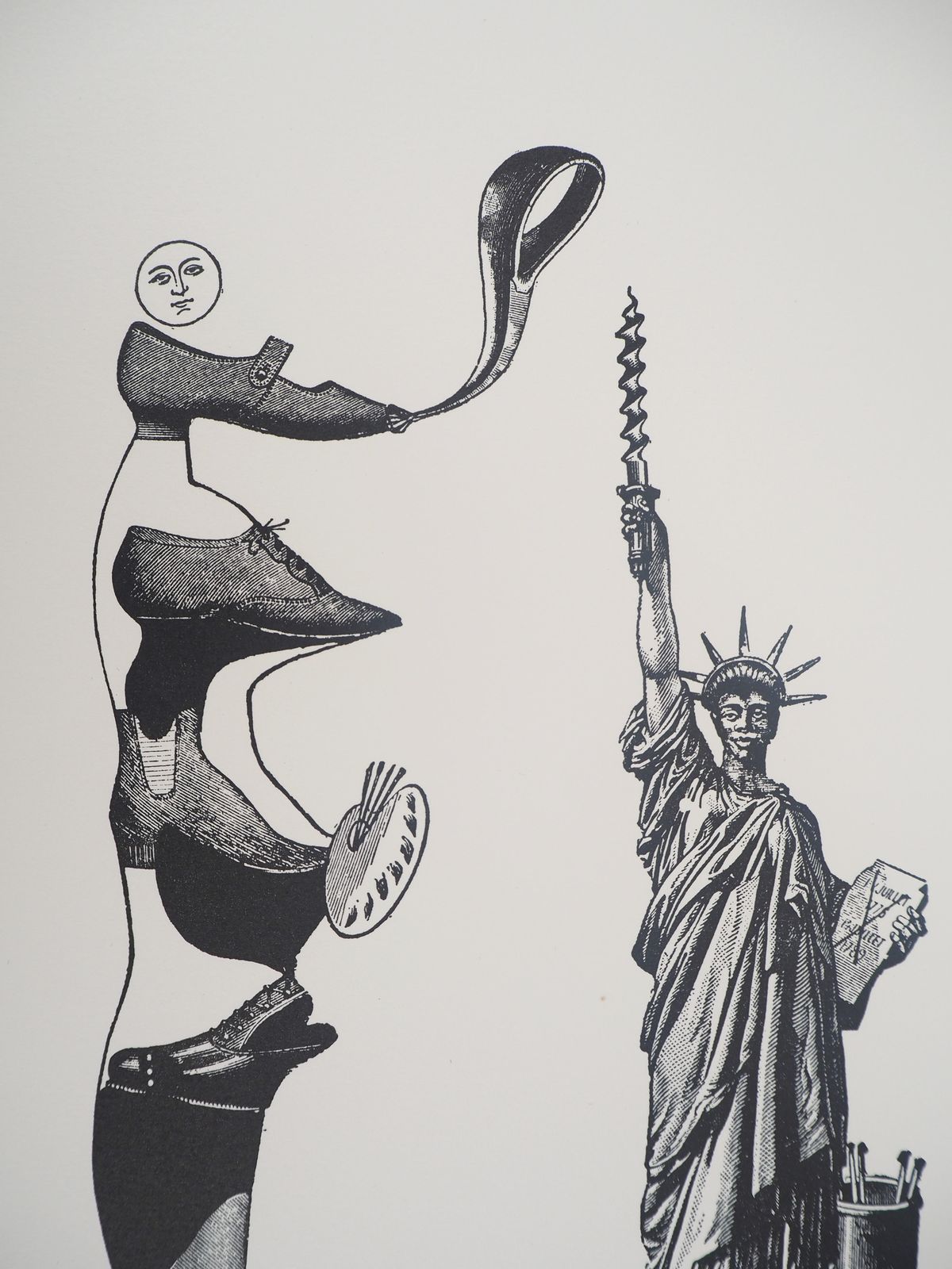 Max Ernstshoe Artist And Statue Of Liberty   Original Lithograph   Limited / 120 Copies1974 photo Art