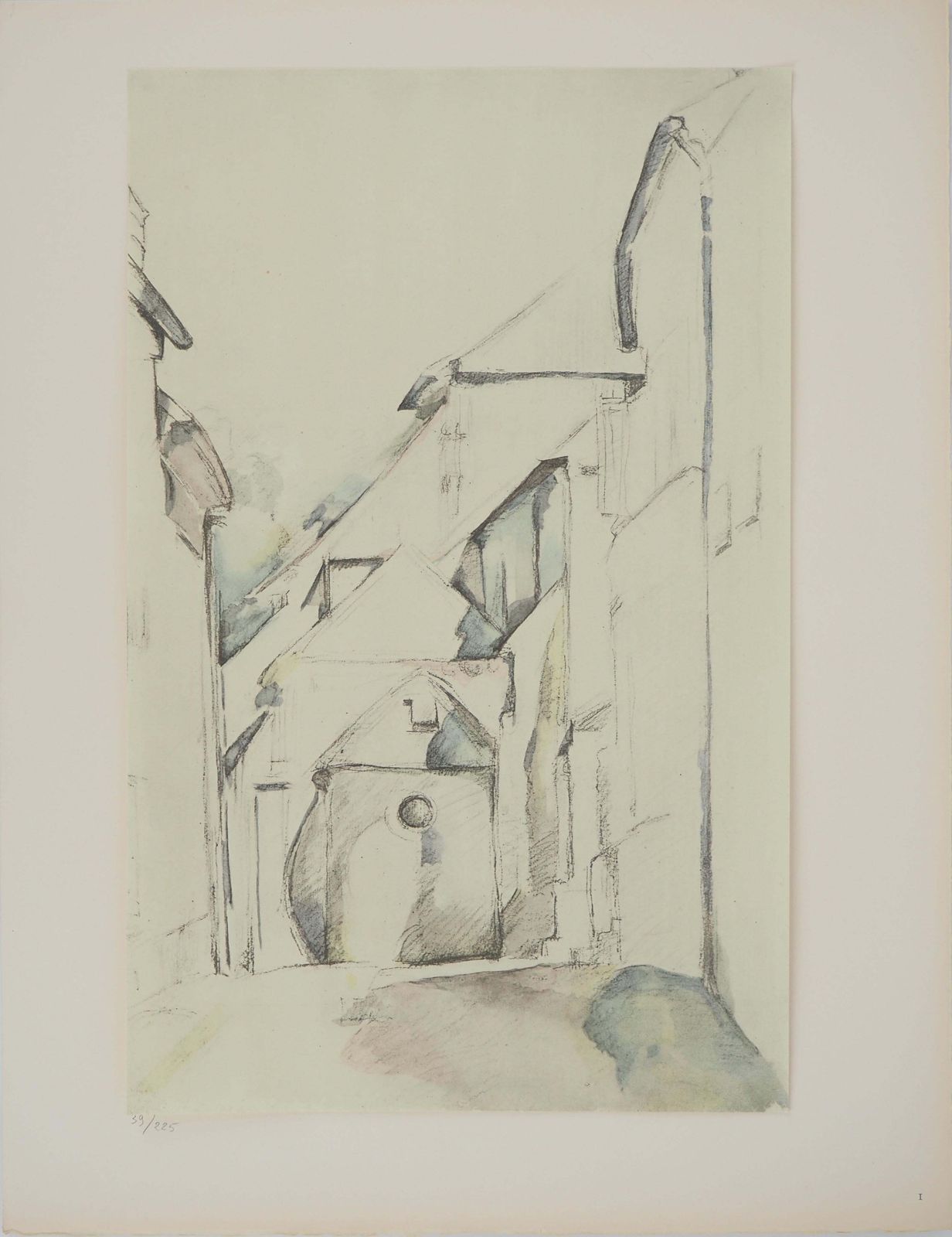 Small Village In France, Near The Church   Lithograph, 19711971