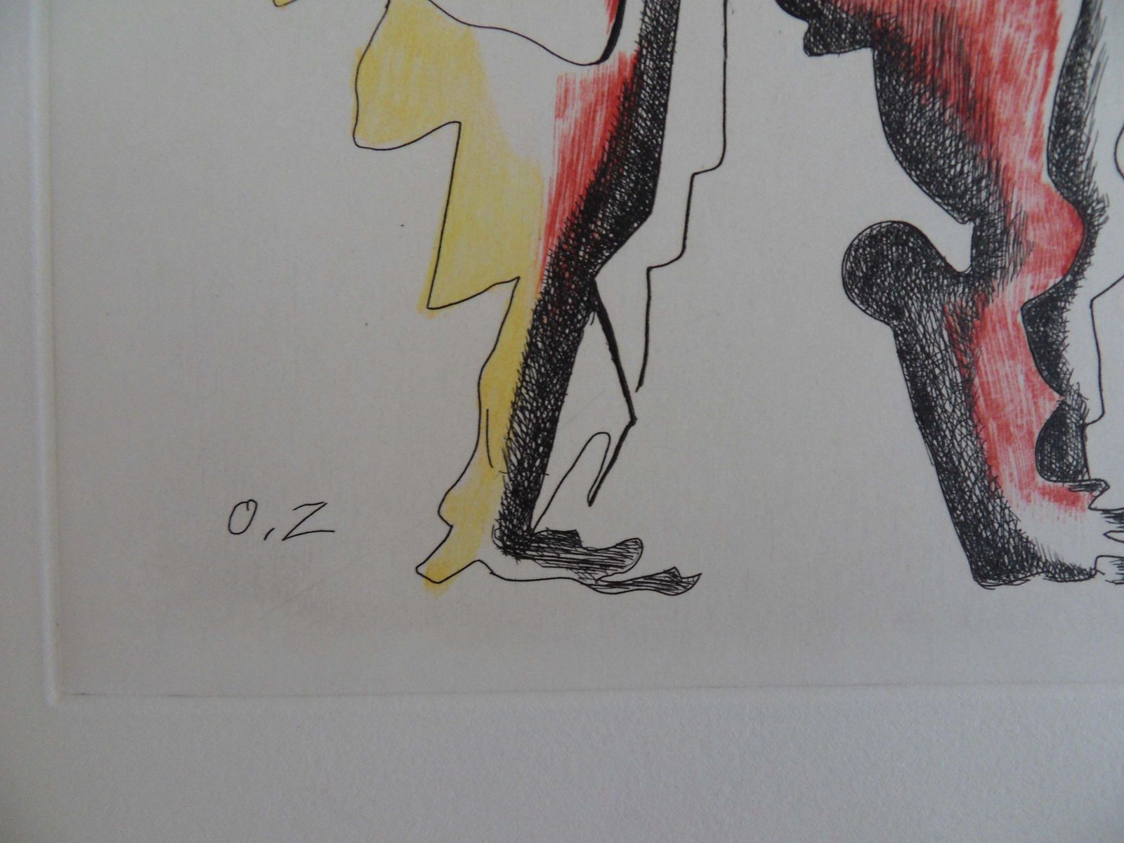 Ossip Zadkineman In Yellow And Red   Surrealist Original Etching1965 photo furniture