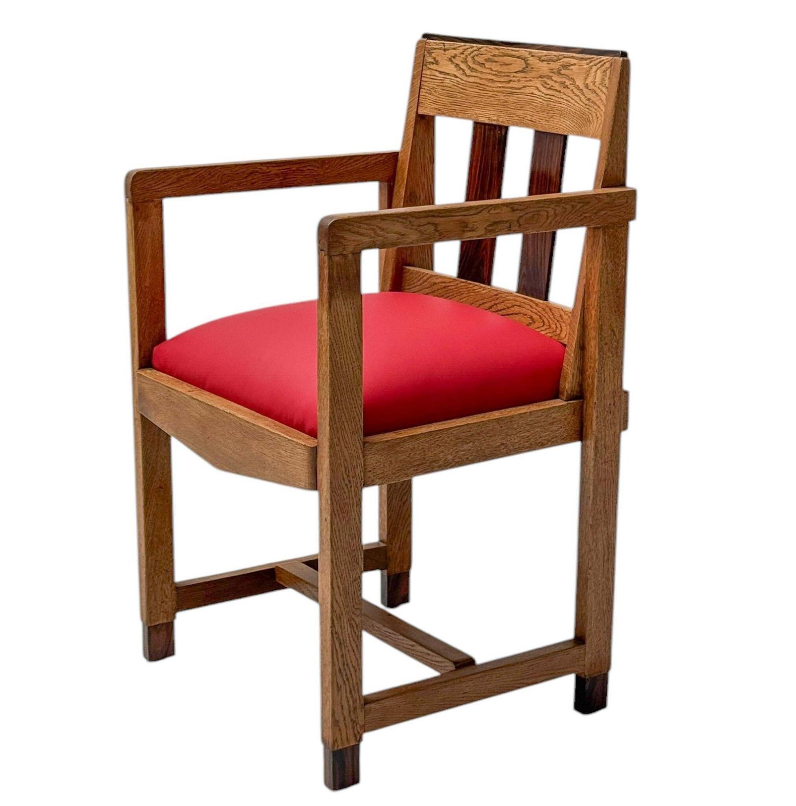 Art Deco Modernist Armchair With Red Leather Seat, 1920s photo for sale