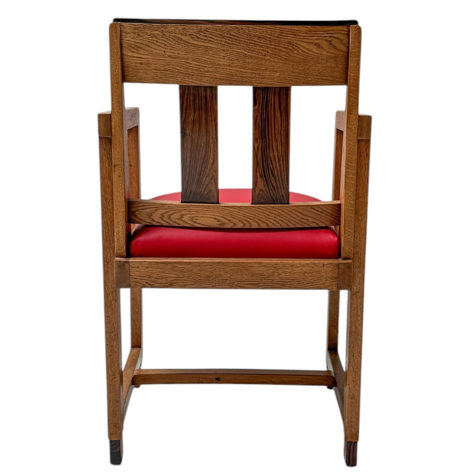 Art Deco Modernist Armchair With Red Leather Seat, 1920s photo vintage
