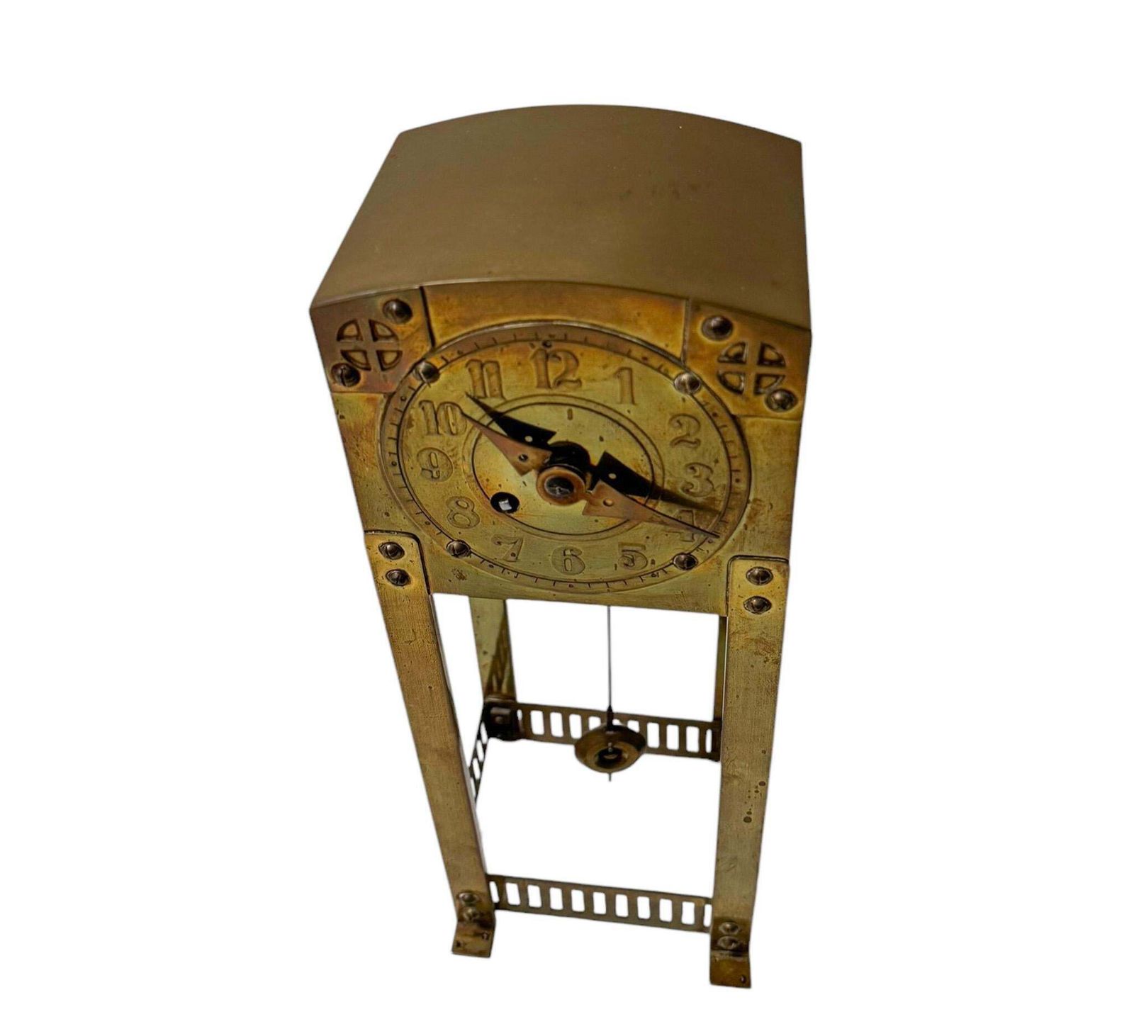 Arts & Crafts Patinated Brass Mantel Clock By Sneltjes Haarlem, 1905 photo furniture