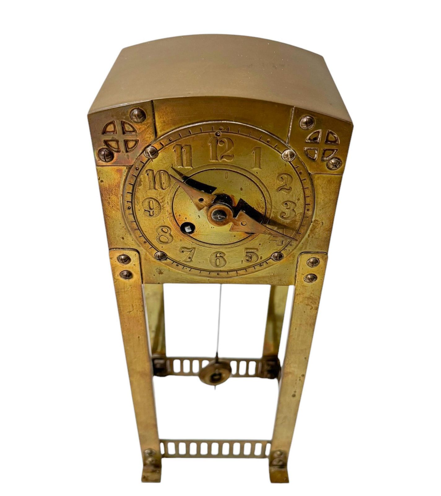 Arts & Crafts Patinated Brass Mantel Clock By Sneltjes Haarlem, 1905 photo vinterior