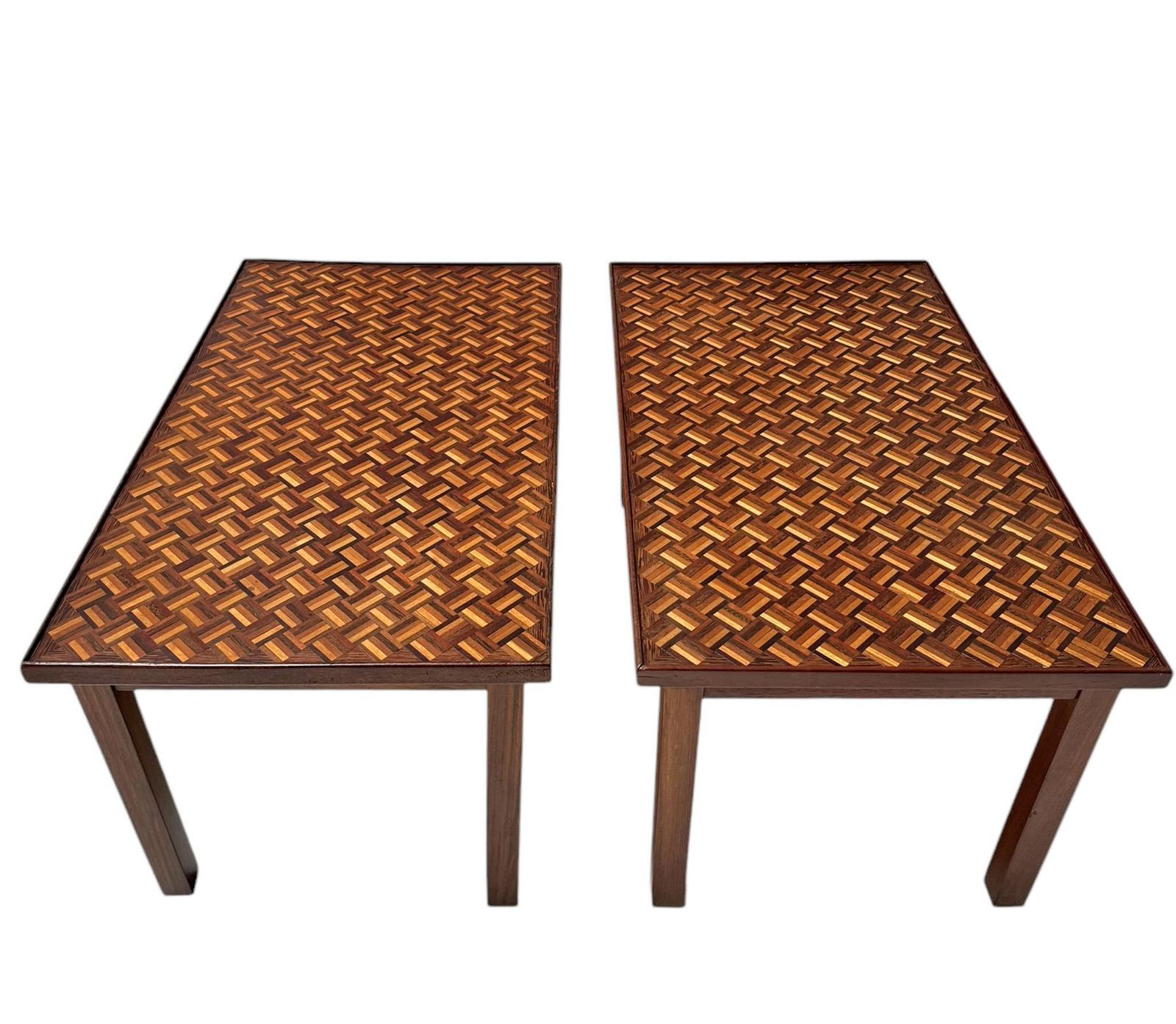 Pair Of Mid Century Modern Side Tables With Mosaic Inlaid Tops, 1960s photo 1695.0