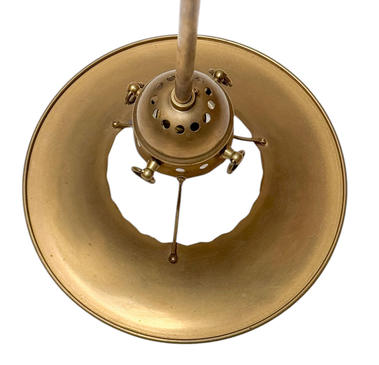 Arts & Crafts Brass Pendant With Origina Blownl Glass Shade, 1900s photo Lighting