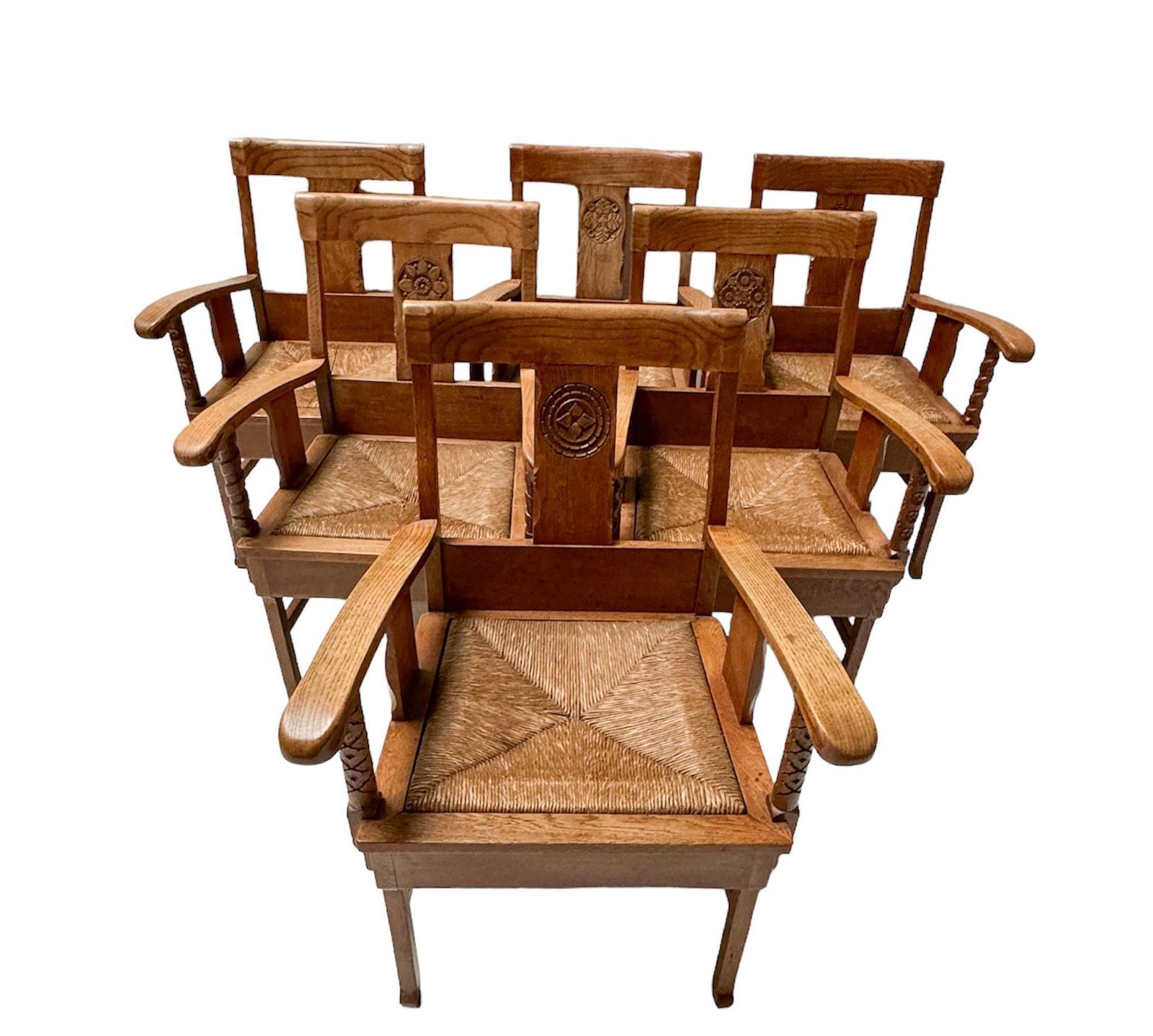 photo vinterior Pair Of Rustic Carved Oak Armchairs By Anton Fortuin, 1940s