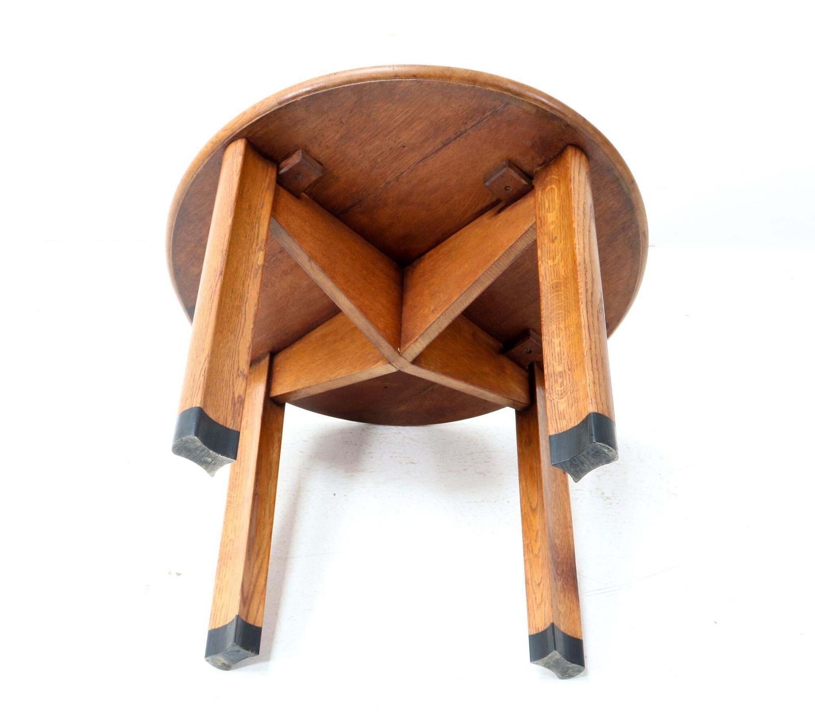 Oak Art Deco Amsterdamse School Side Table By Piet Kramer For Randoe, Circa 1919 photo vintage