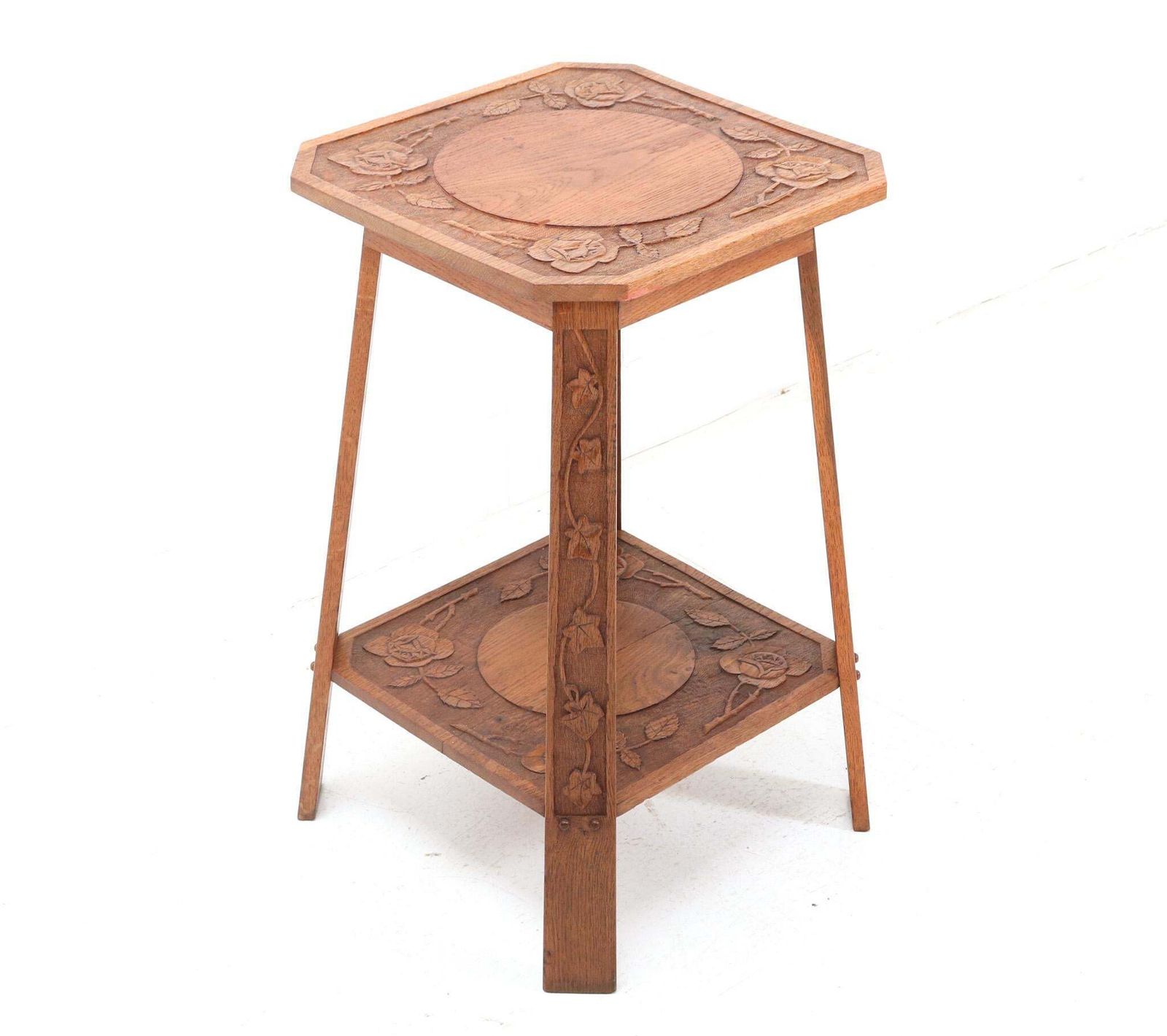 Oak Art Nouveau Arts & Crafts Side Table, 1900s photo Furniture