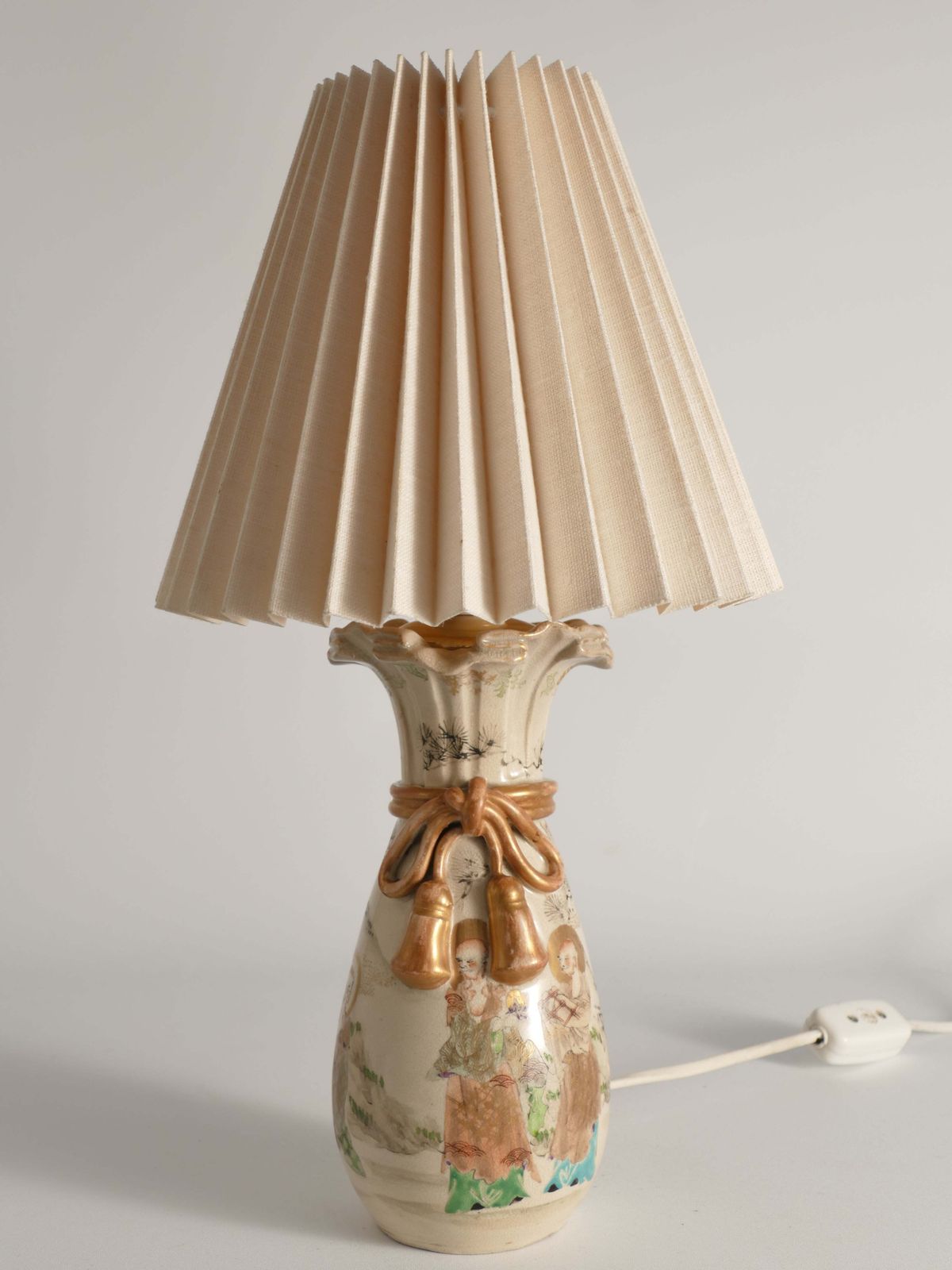 Meiji Period Kyoto Satsuma Vase Table Lamp, Japan, Circa 1880 photo furniture